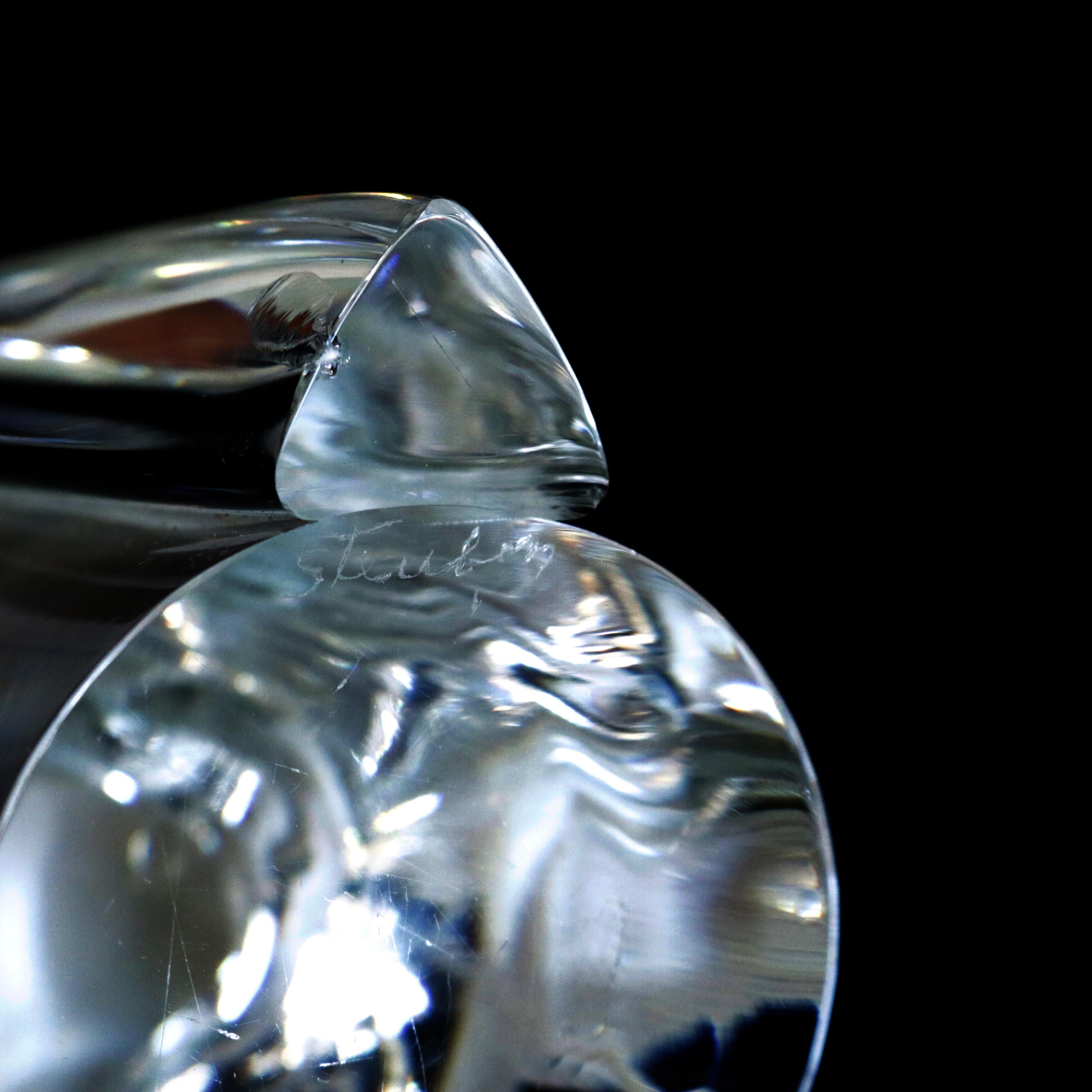 Steuben Figurative Crystal Sculpture Horse Head Paperweight by Dowler, Signed In Good Condition In Big Flats, NY