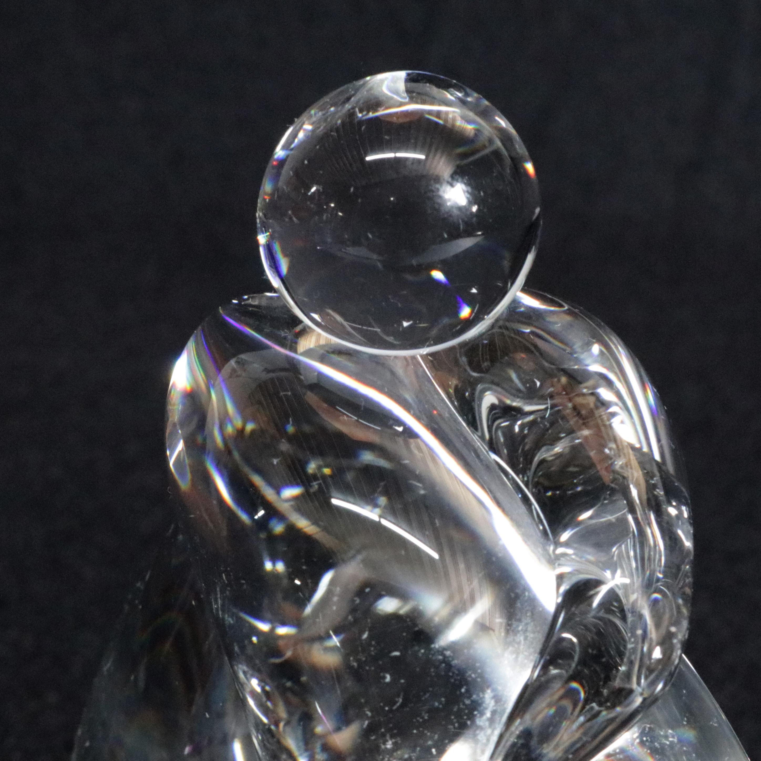Hand-Crafted Steuben Figurative Crystal Sculpture Love, Intertwined Horns Paperweight, Signed