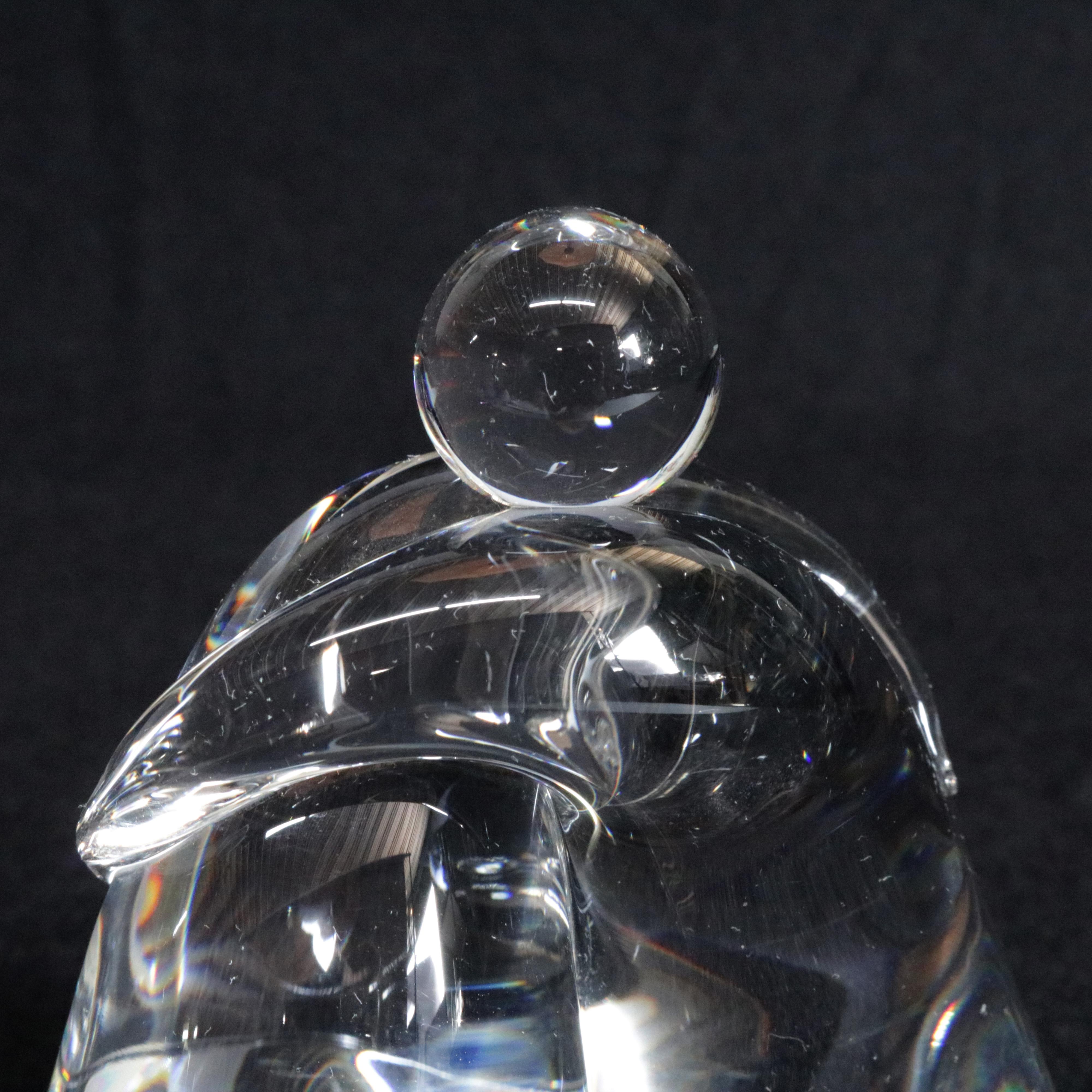 Steuben Figurative Crystal Sculpture Love, Intertwined Horns Paperweight, Signed In Good Condition In Big Flats, NY