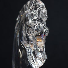 Steuben Figurative Crystal Sculpture Knight Chess Piece Paperweight, Signed