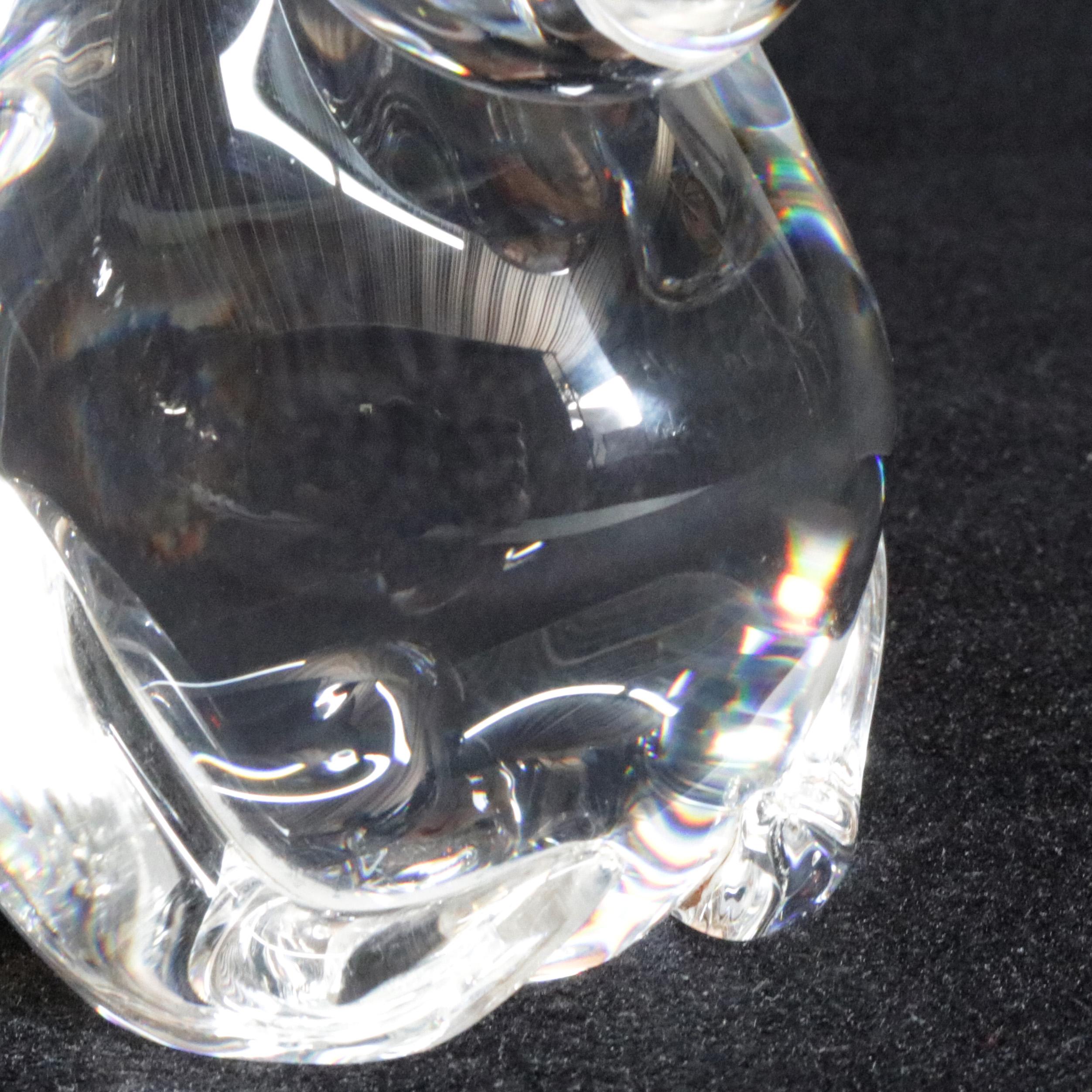 Art Glass Steuben Figurative Crystal Sculpture Monkey Paperweight by de Sousa, Signed