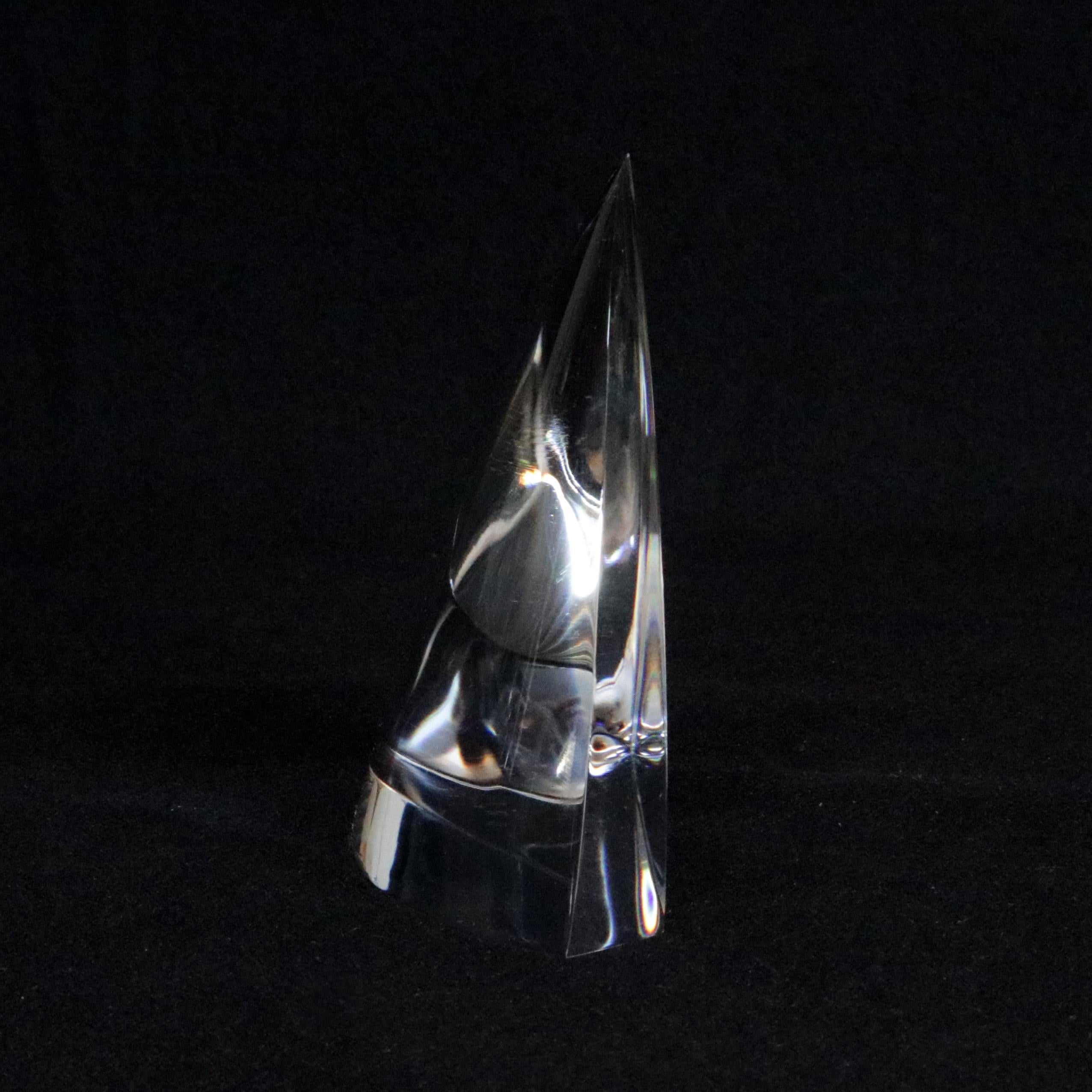 American Steuben Figurative Crystal Sculpture of Close To The Wind Sailboat Jib