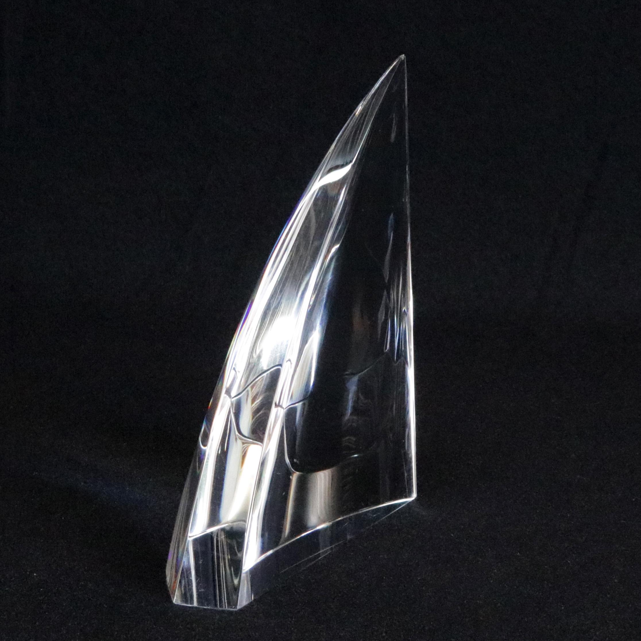 Mid-Century Modern Steuben Figurative Crystal Sculpture of Close to the Wind Sailboat Main Sail