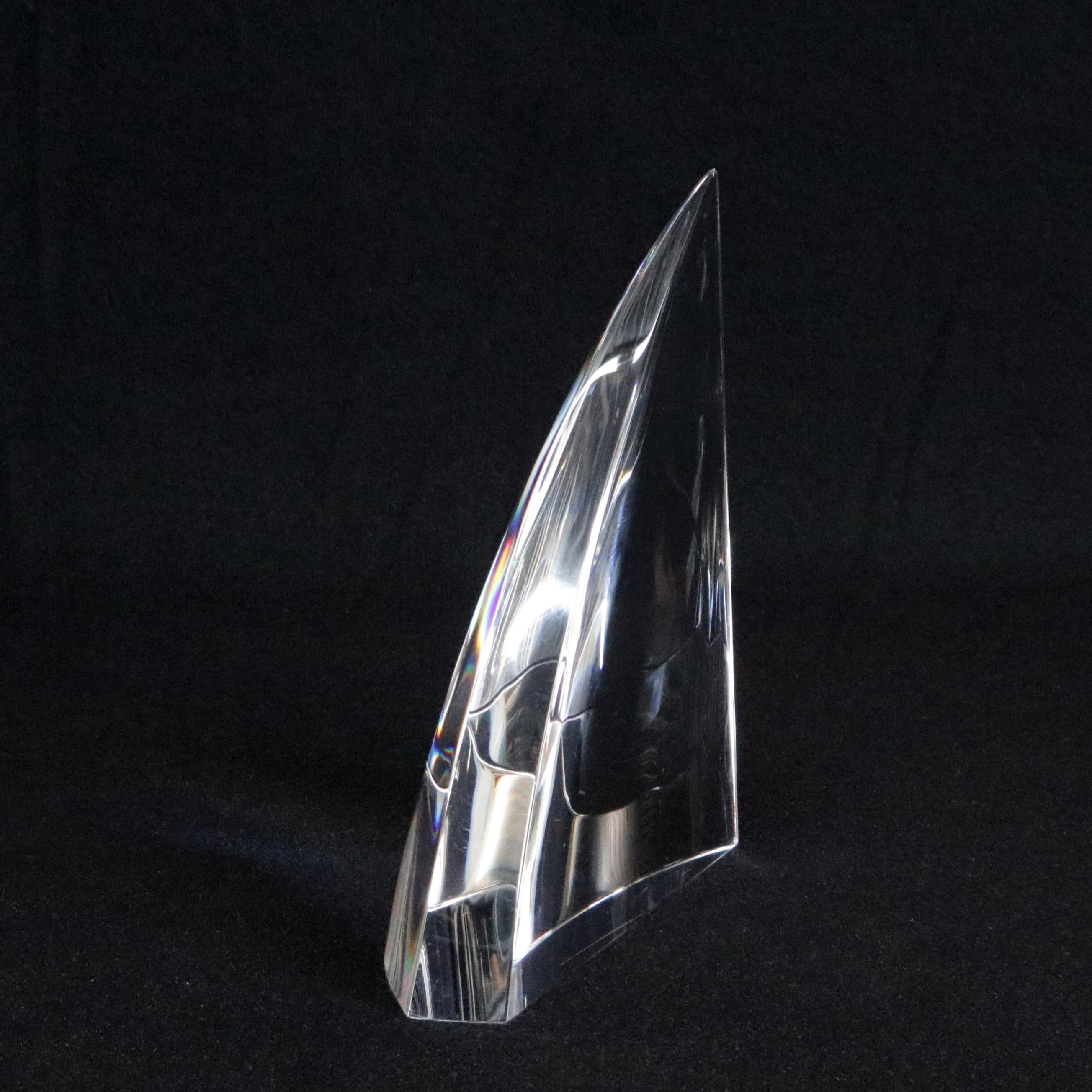 American Steuben Figurative Crystal Sculpture of Close to the Wind Sailboat Main Sail