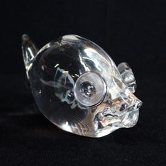 Steuben Figurative Crystal Sculpture Puffer Fish Paperweight by Thompson, Signed