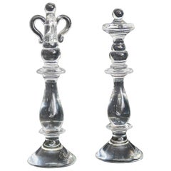 Steuben Figurative Crystal Sculptures of Chess King and Queen by Atkins, Signed