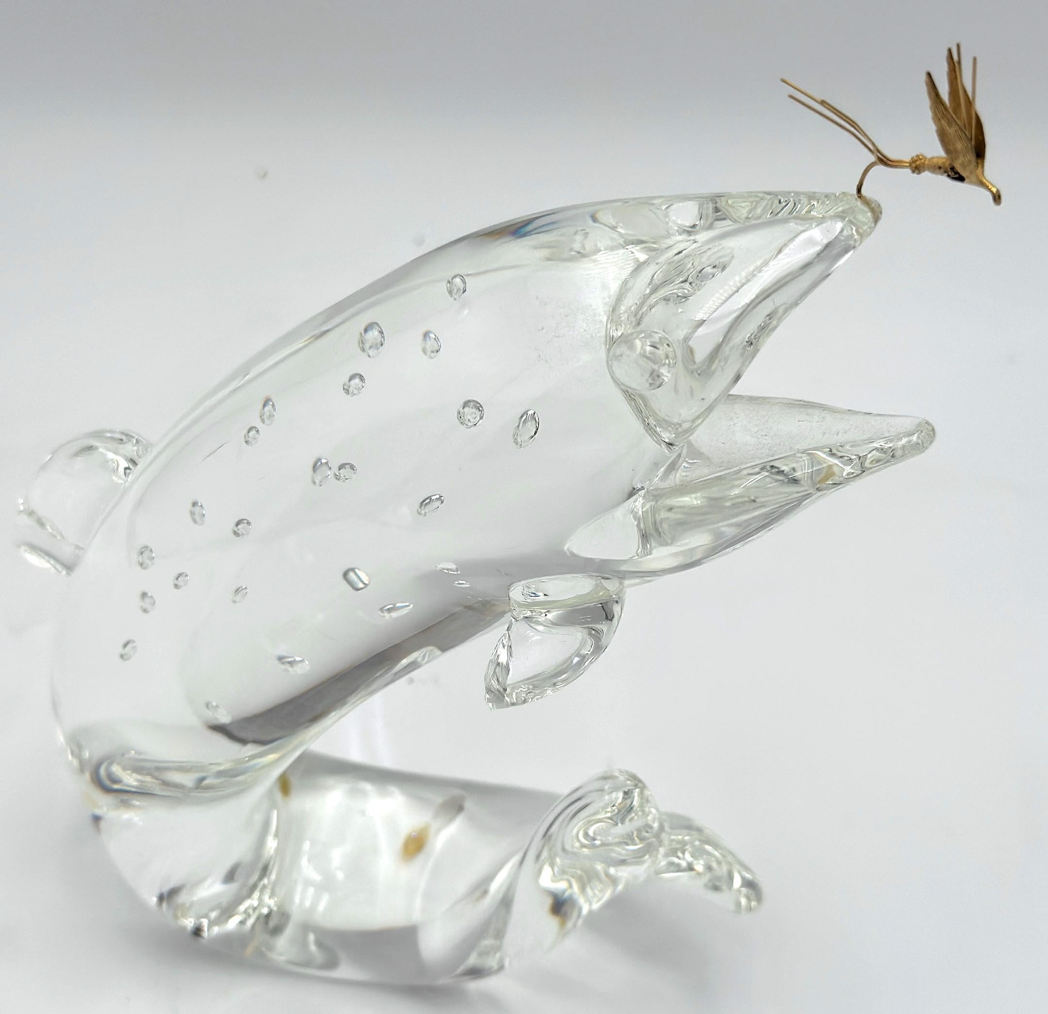 Steuben Glass & 18K Gold “Trout & Fly” by James Houston, Introduced 1966 For Sale 3