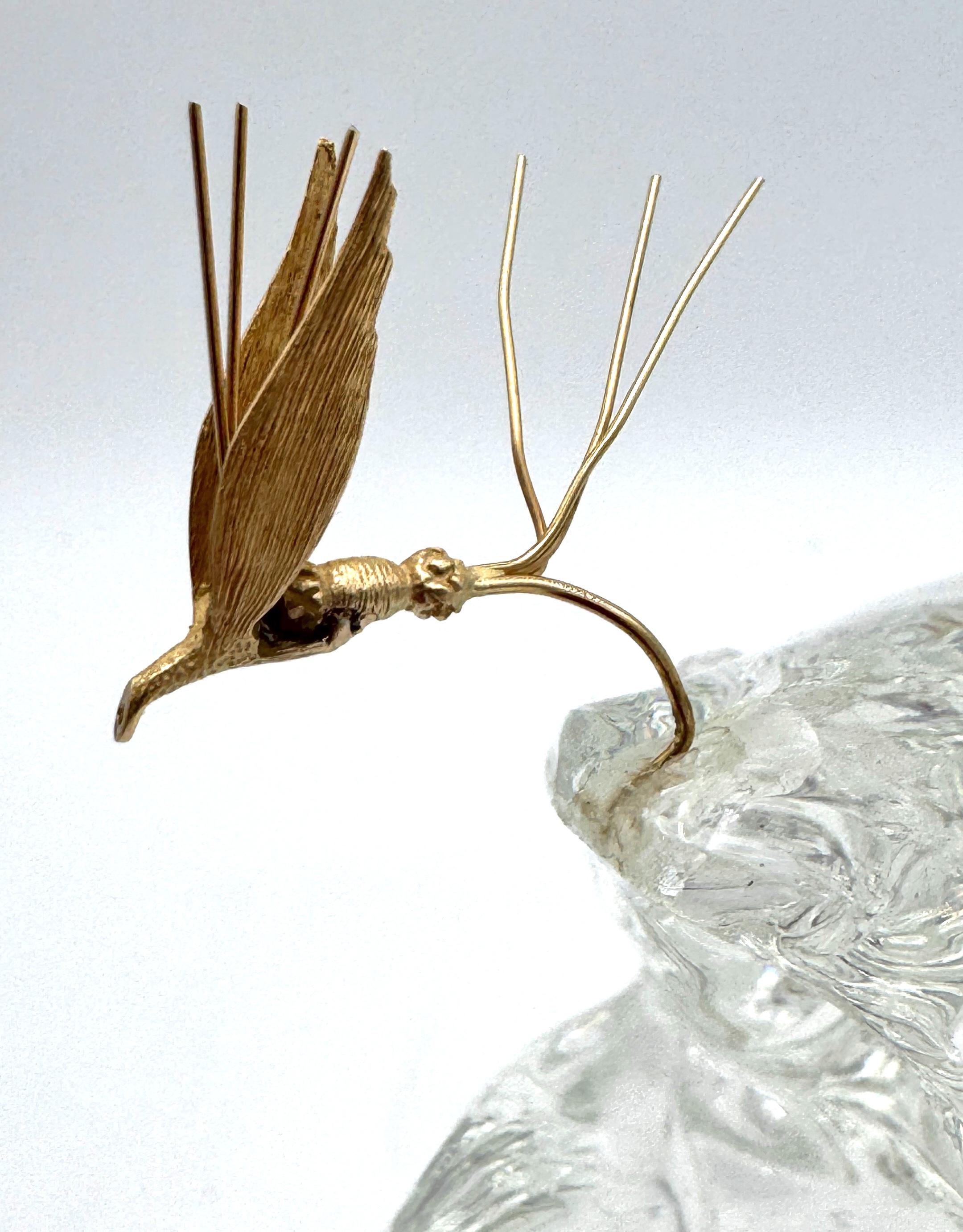 Hand-Crafted Steuben Glass & 18K Gold “Trout & Fly” by James Houston, Introduced 1966 For Sale