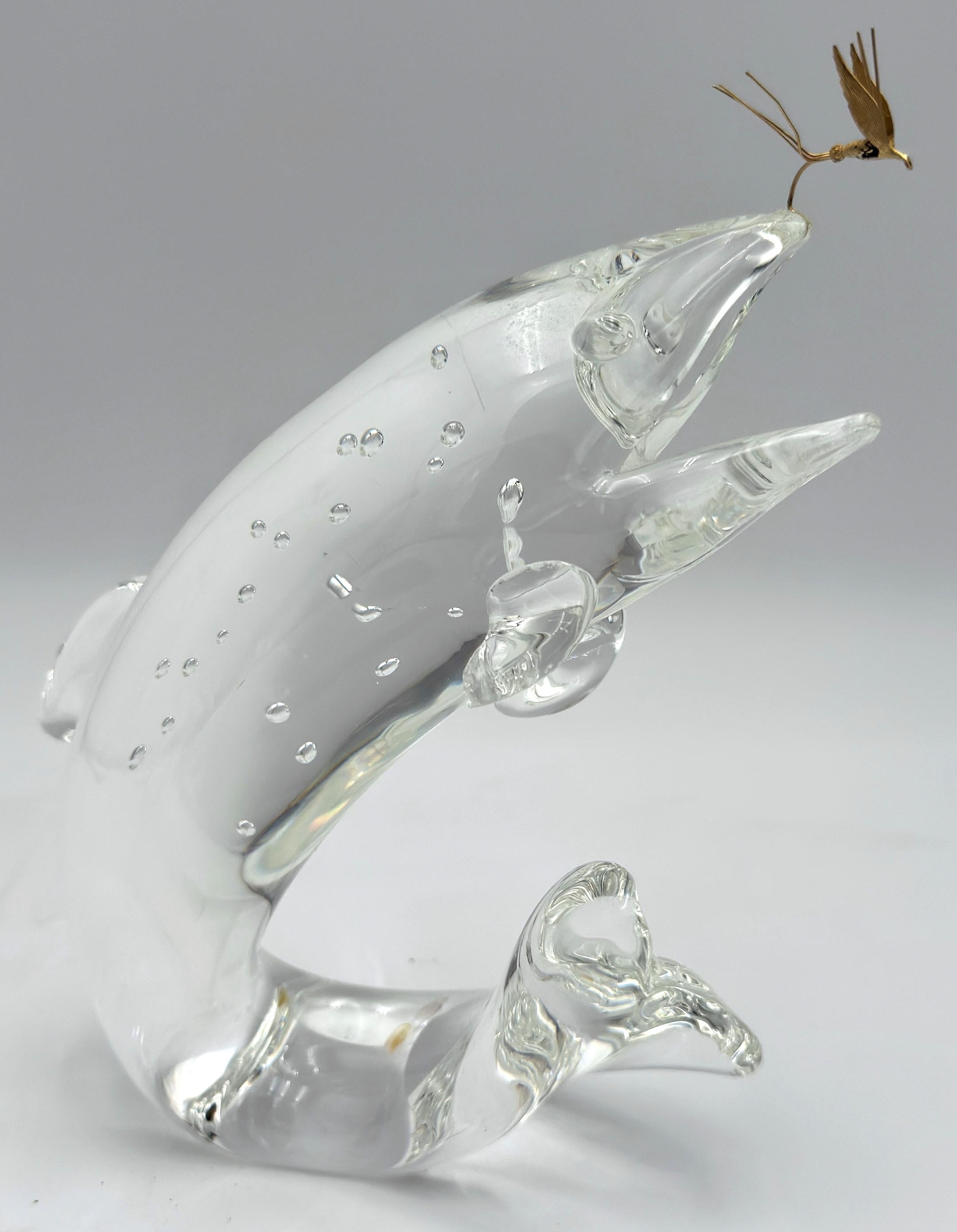 Steuben Glass & 18K Gold “Trout & Fly” by James Houston, Introduced 1966 For Sale 1