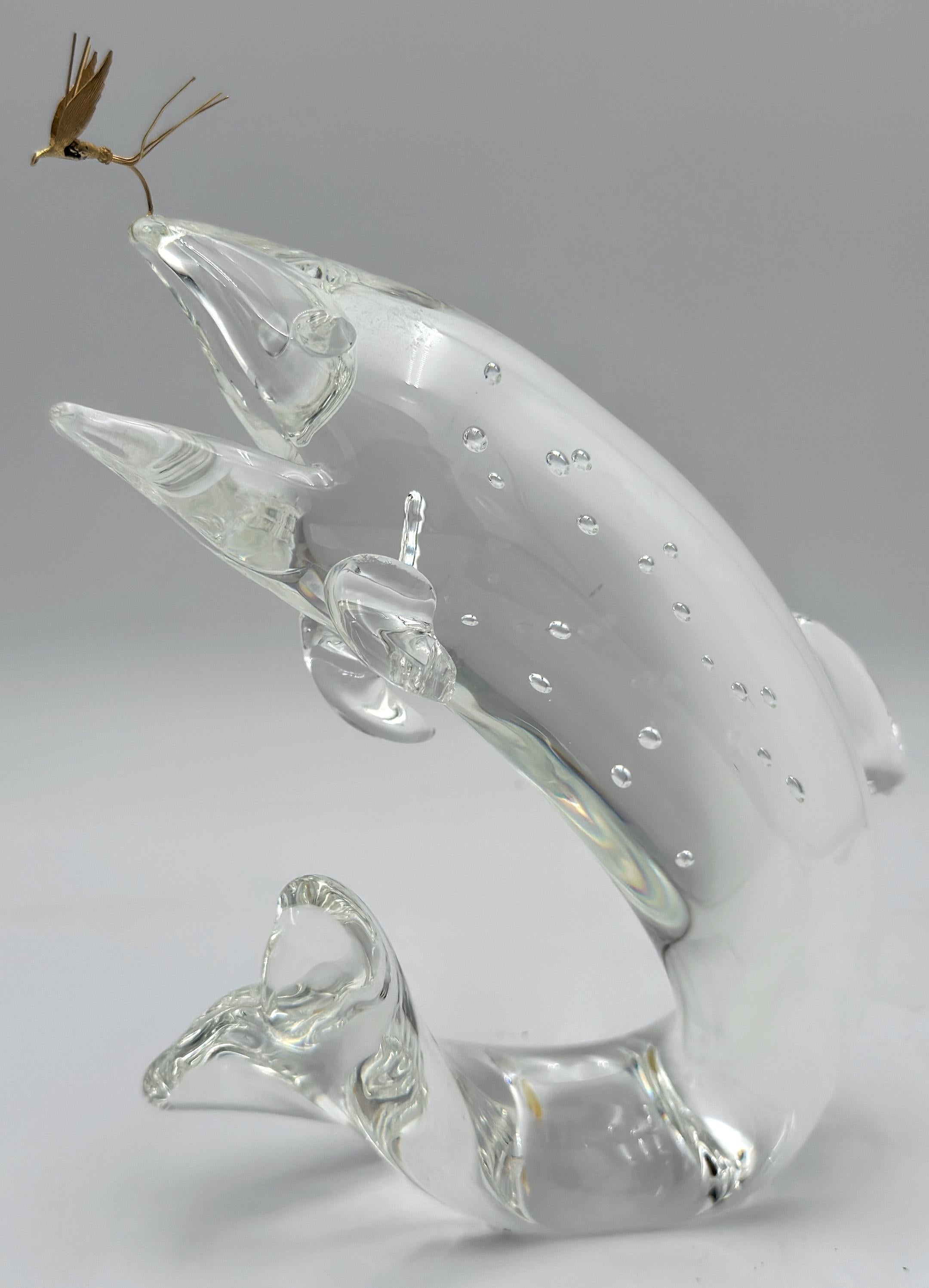 Steuben Glass & 18K Gold “Trout & Fly” by James Houston, Introduced 1966 For Sale 2