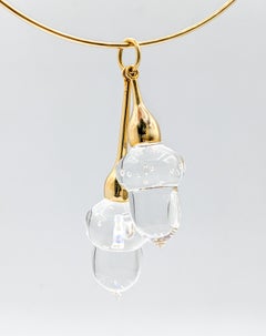 Steuben Glass Acorn Necklace in Gold