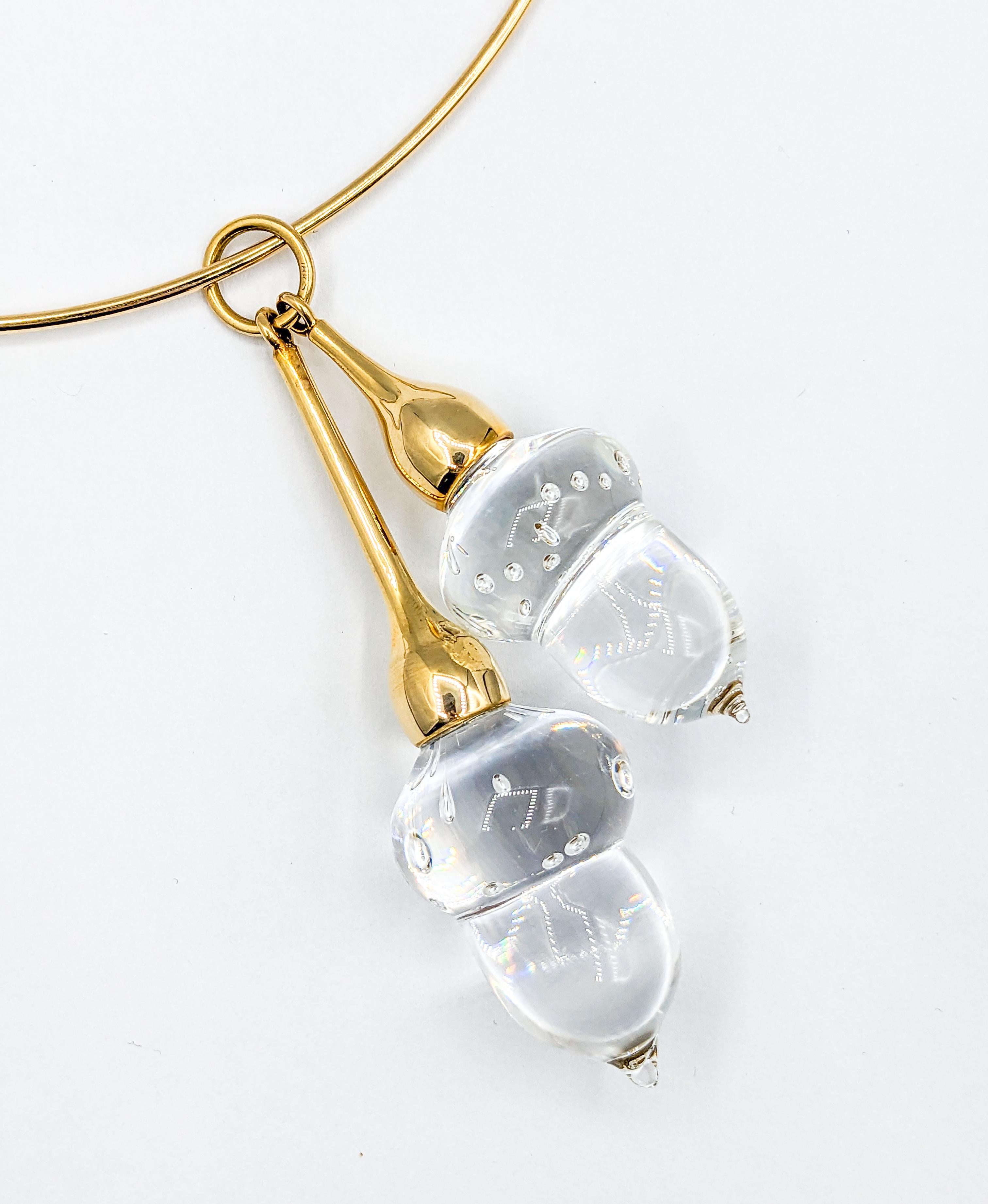 Women's Steuben Glass Acorn Necklace in Gold