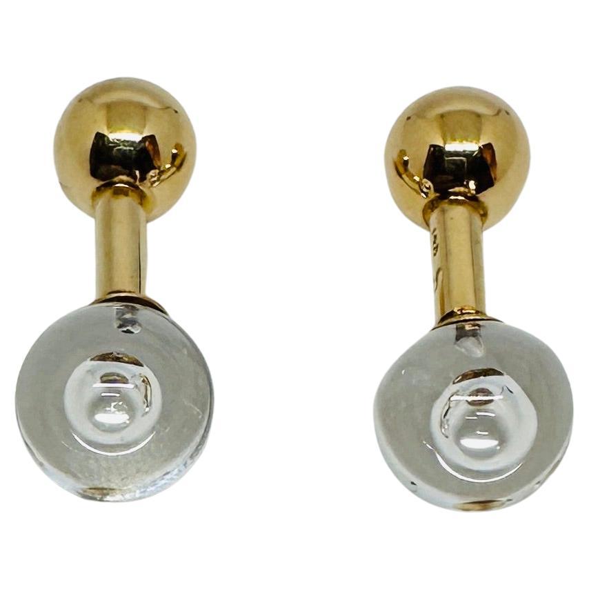 Gemelos "Champán" de Steuben Glass y oro de 14 quilates