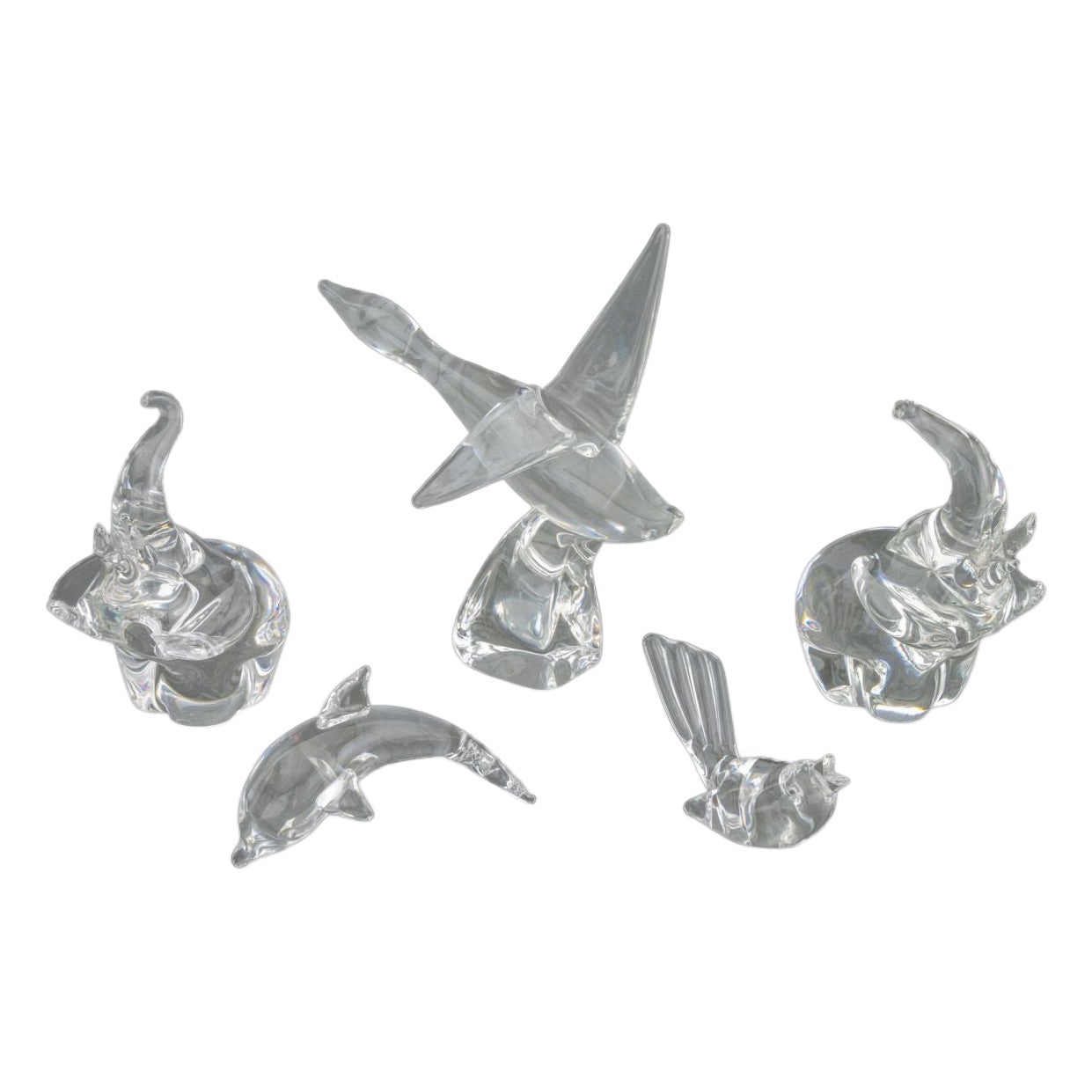 Collection of Five Steuben Glass Animalier Sculptures