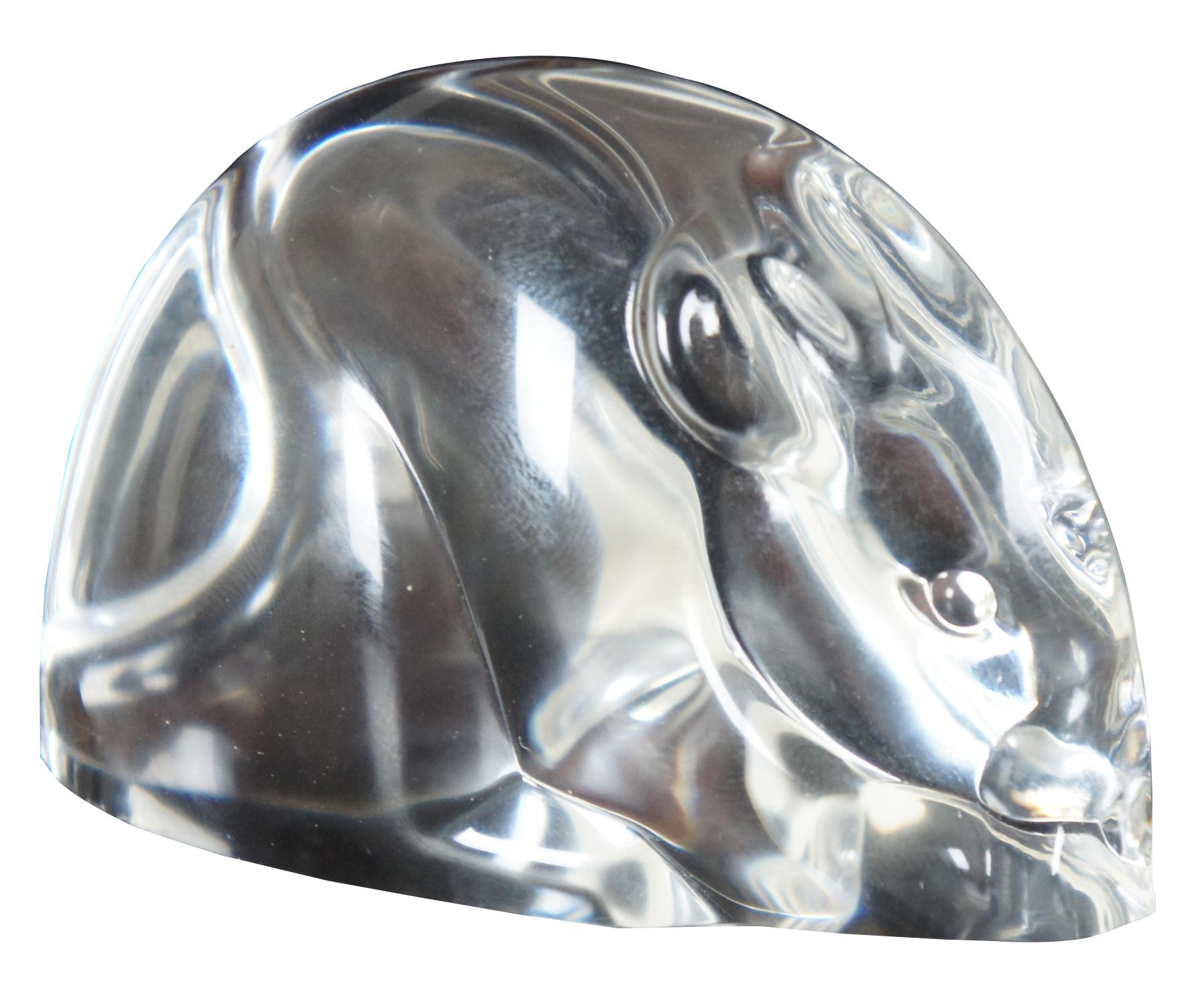Expressionist Steuben Glass Crystal Mouse Rat Paperweight Figurine Hand Cooler with Box