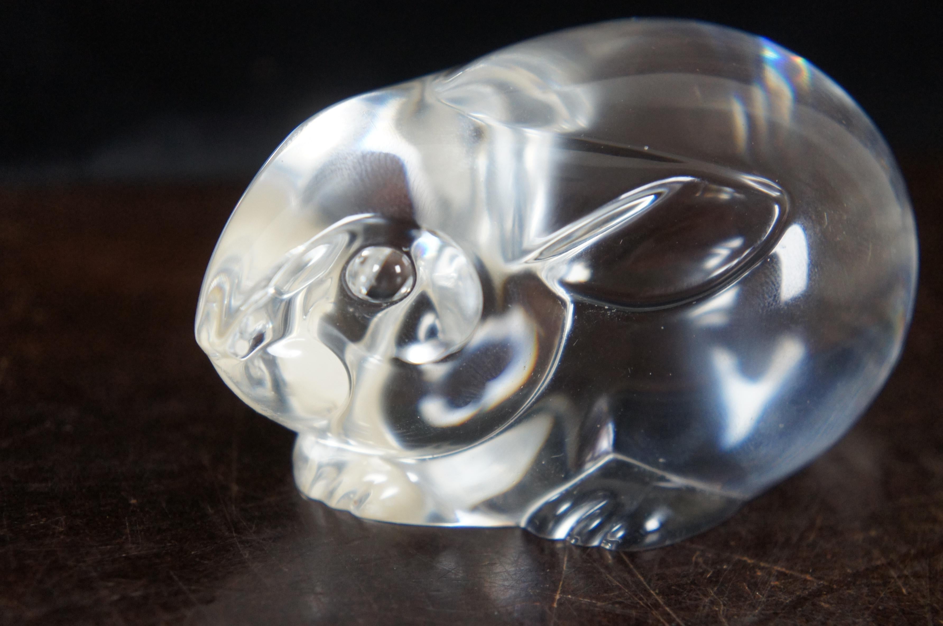 Steuben Glass Crystal Rabbit Bunny Hand Cooler Paperweight Figurine with Box 2