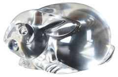 Steuben Glass Crystal Rabbit Bunny Hand Cooler Paperweight Figurine with Box