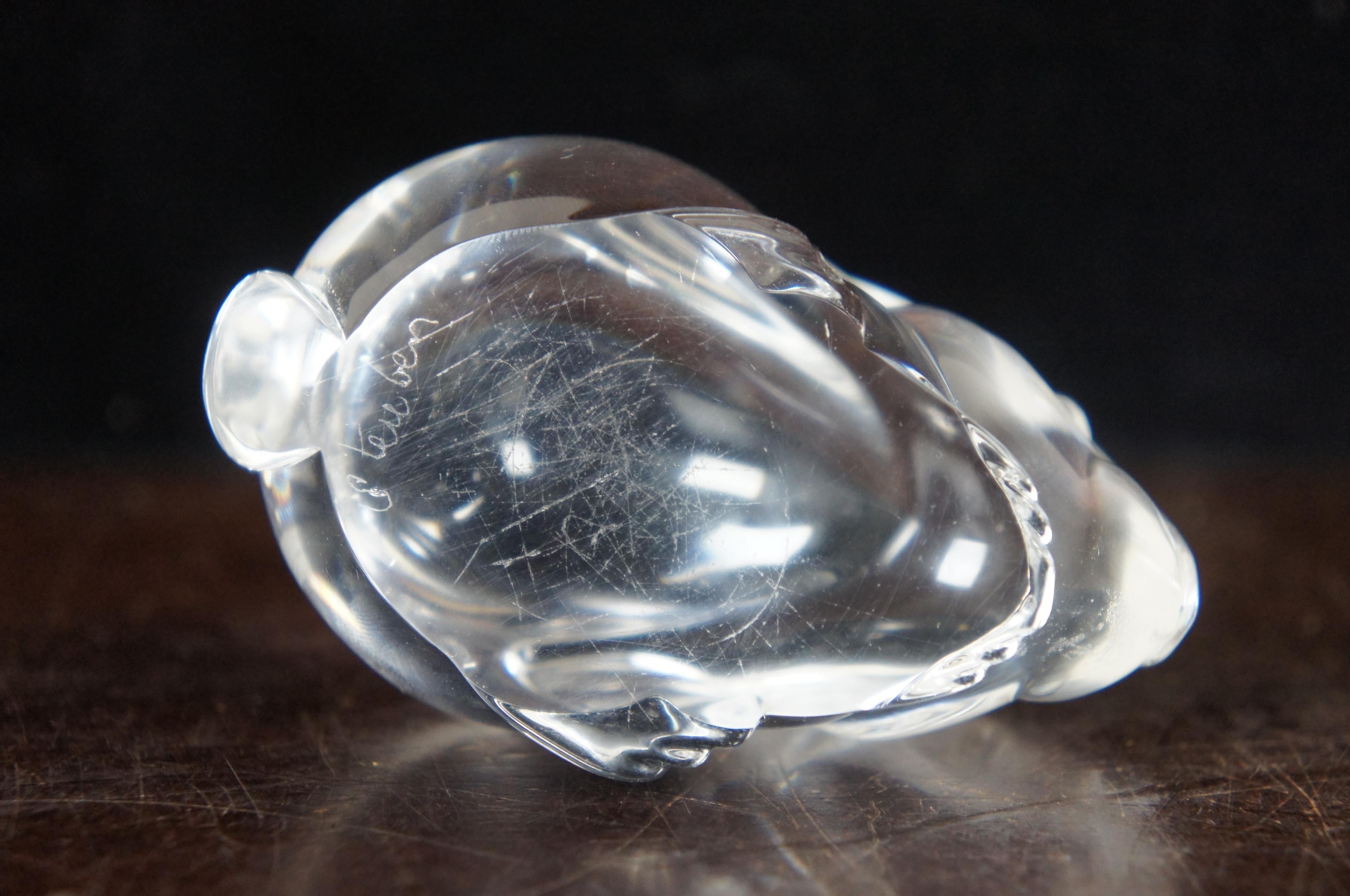 Steuben Glass Crystal Rabbit Bunny Hand Cooler Paperweight Figurine with Box In Good Condition In Dayton, OH