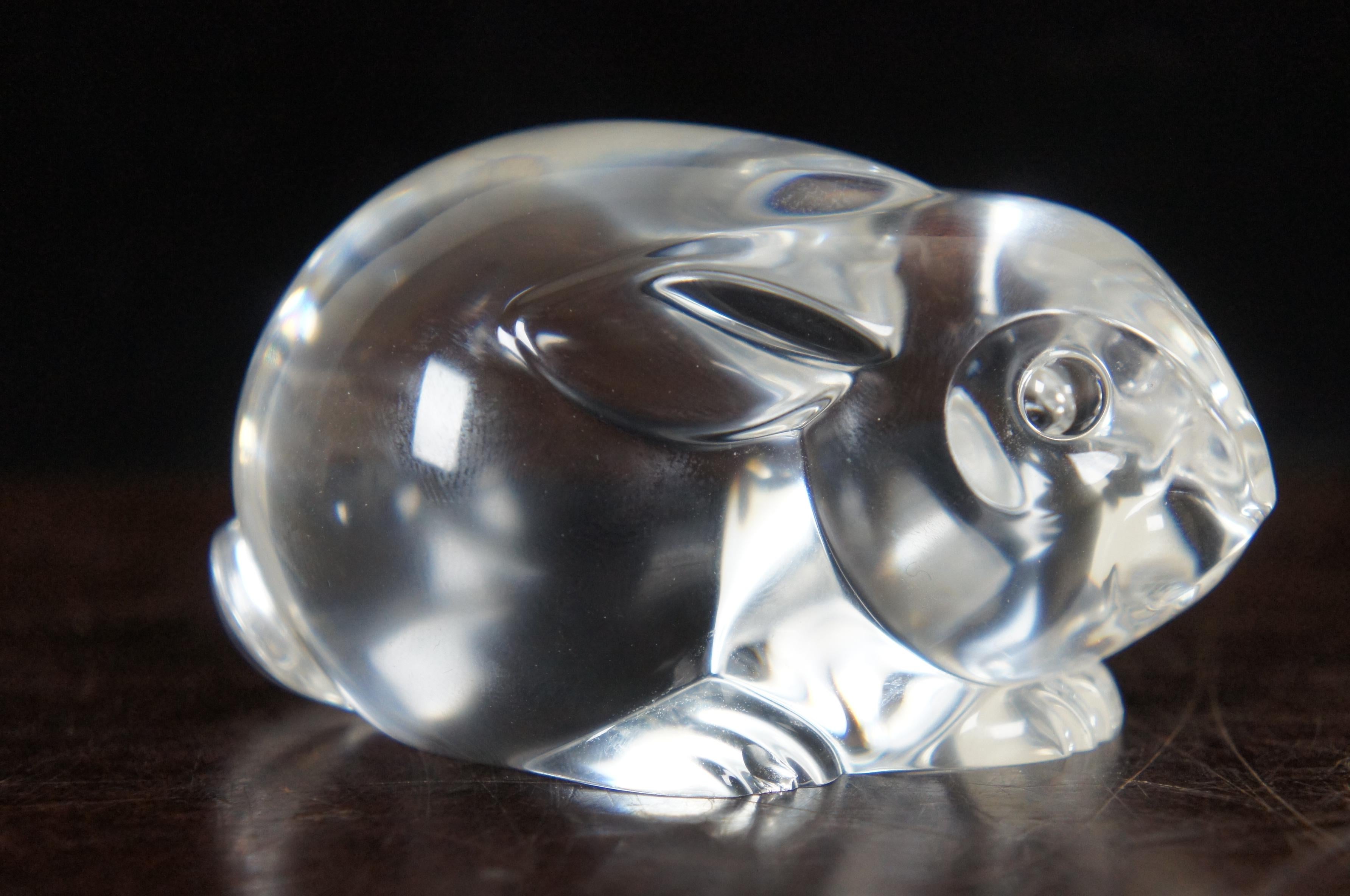 Steuben Glass Crystal Rabbit Bunny Hand Cooler Paperweight Figurine with Box 1