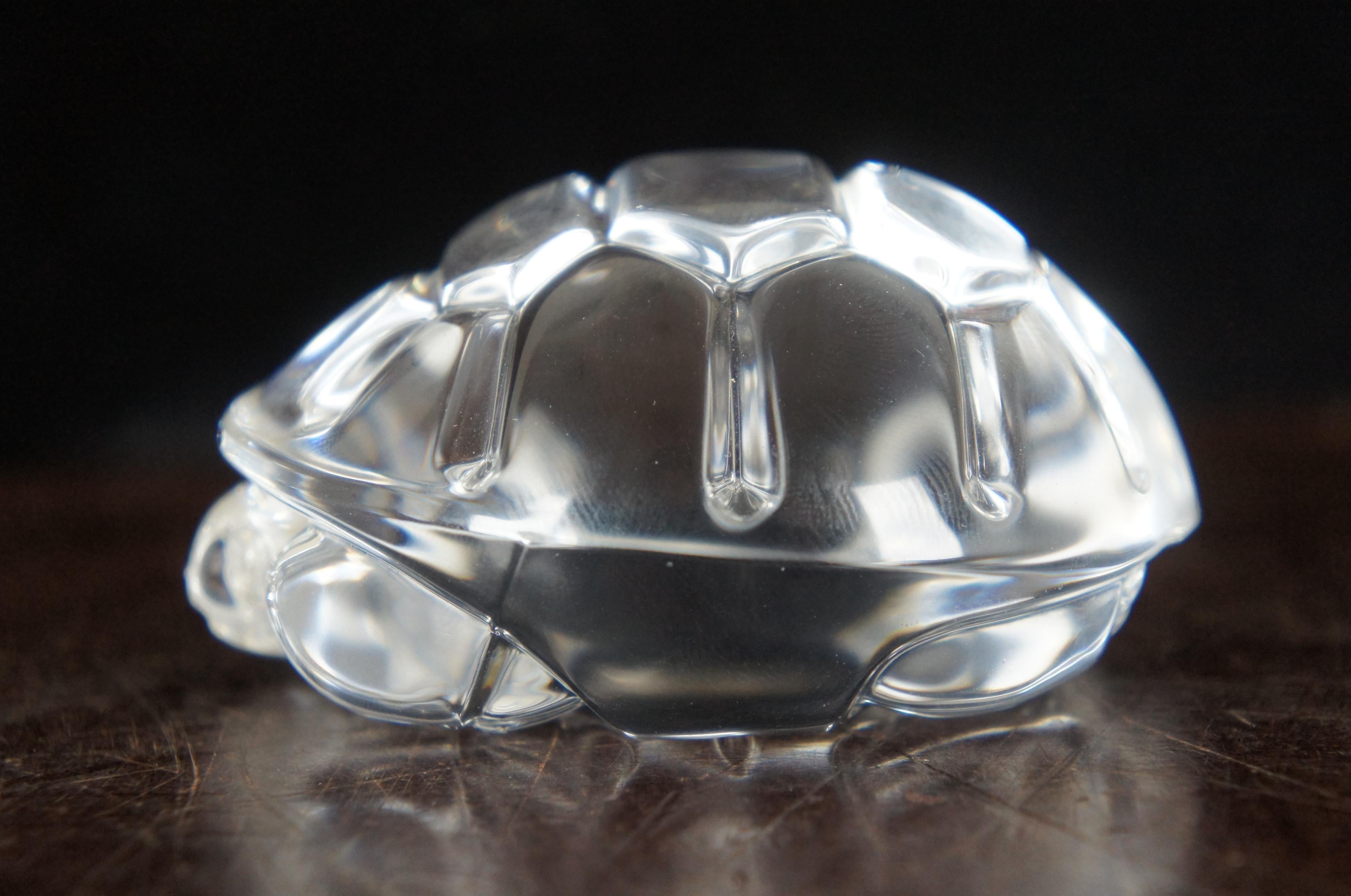 Steuben Glass Crystal Turtle Hand Cooler Paperweight Figurine with Box 2