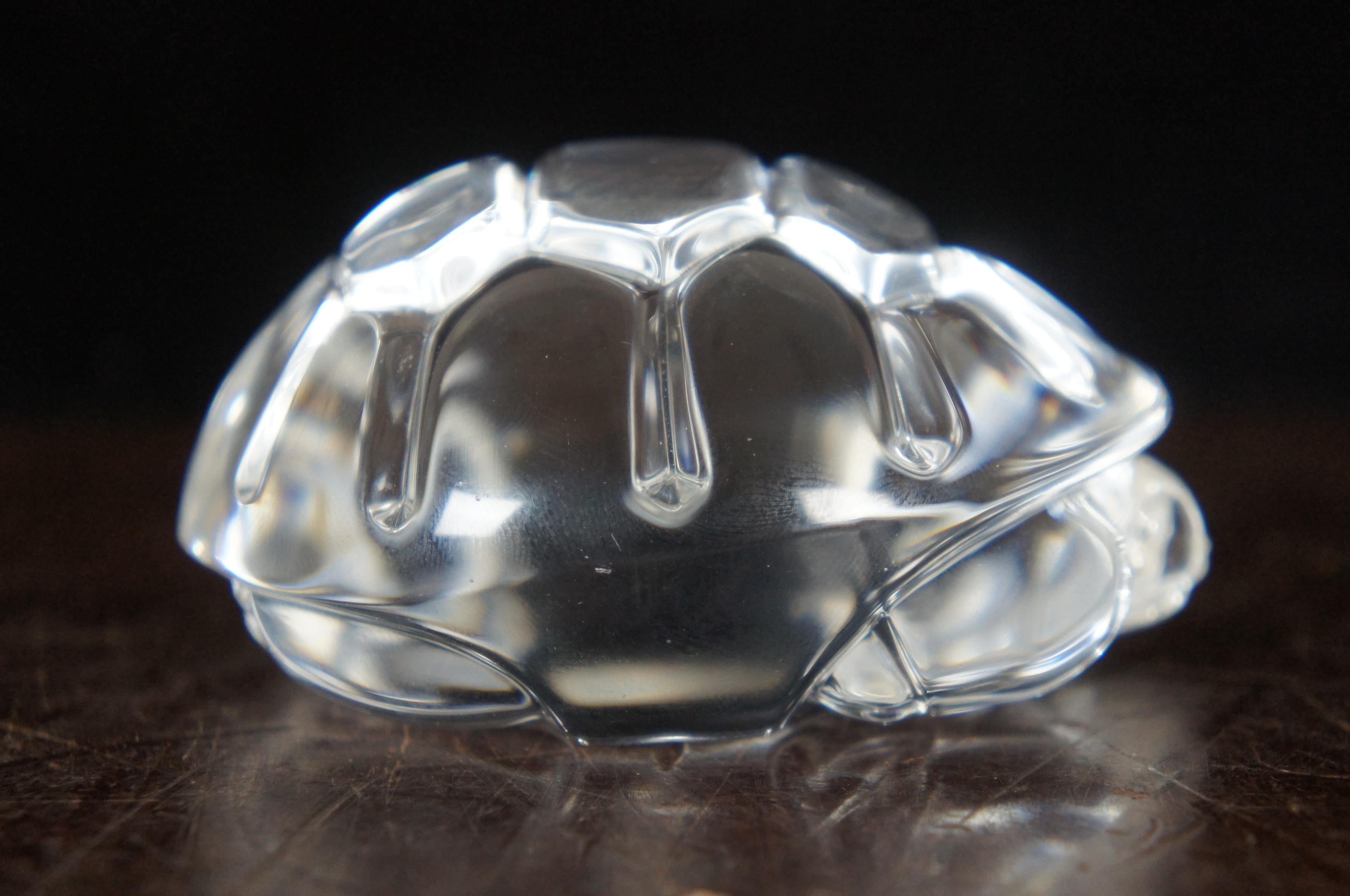 Steuben Glass Crystal Turtle Hand Cooler Paperweight Figurine with Box 3