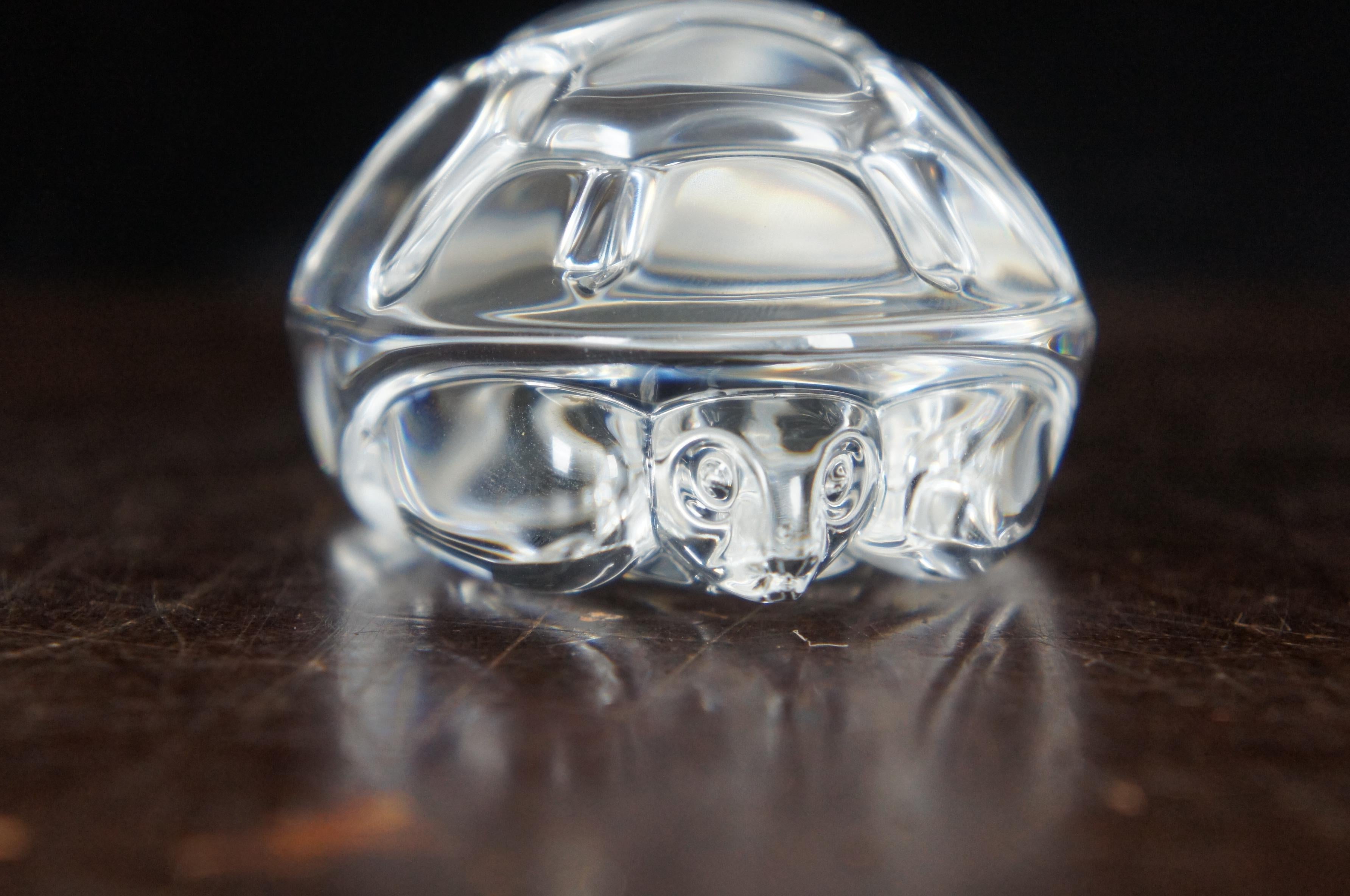 Steuben Glass Crystal Turtle Hand Cooler Paperweight Figurine with Box 4