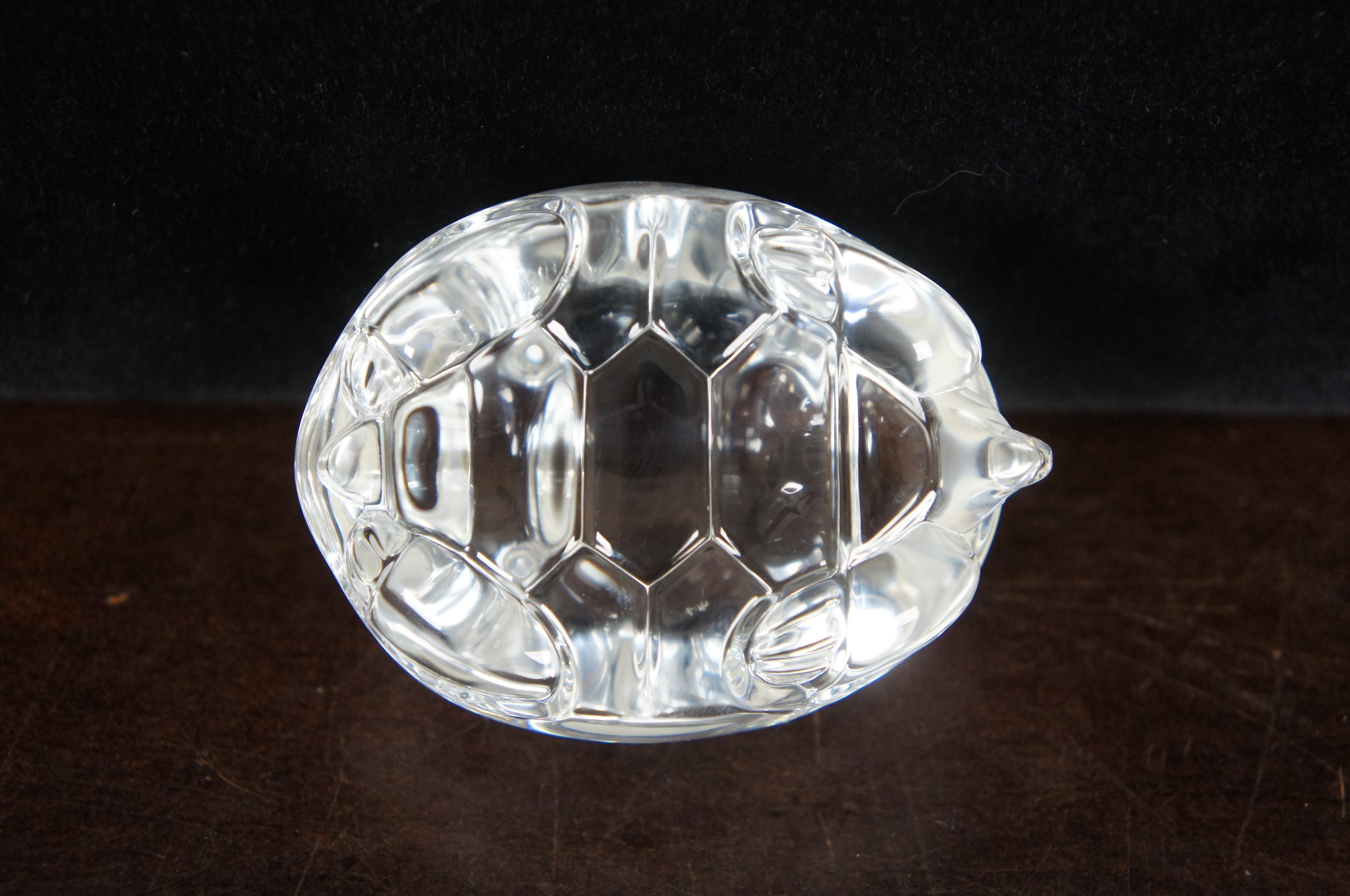 Steuben Glass Crystal Turtle Hand Cooler Paperweight Figurine with Box In Good Condition In Dayton, OH
