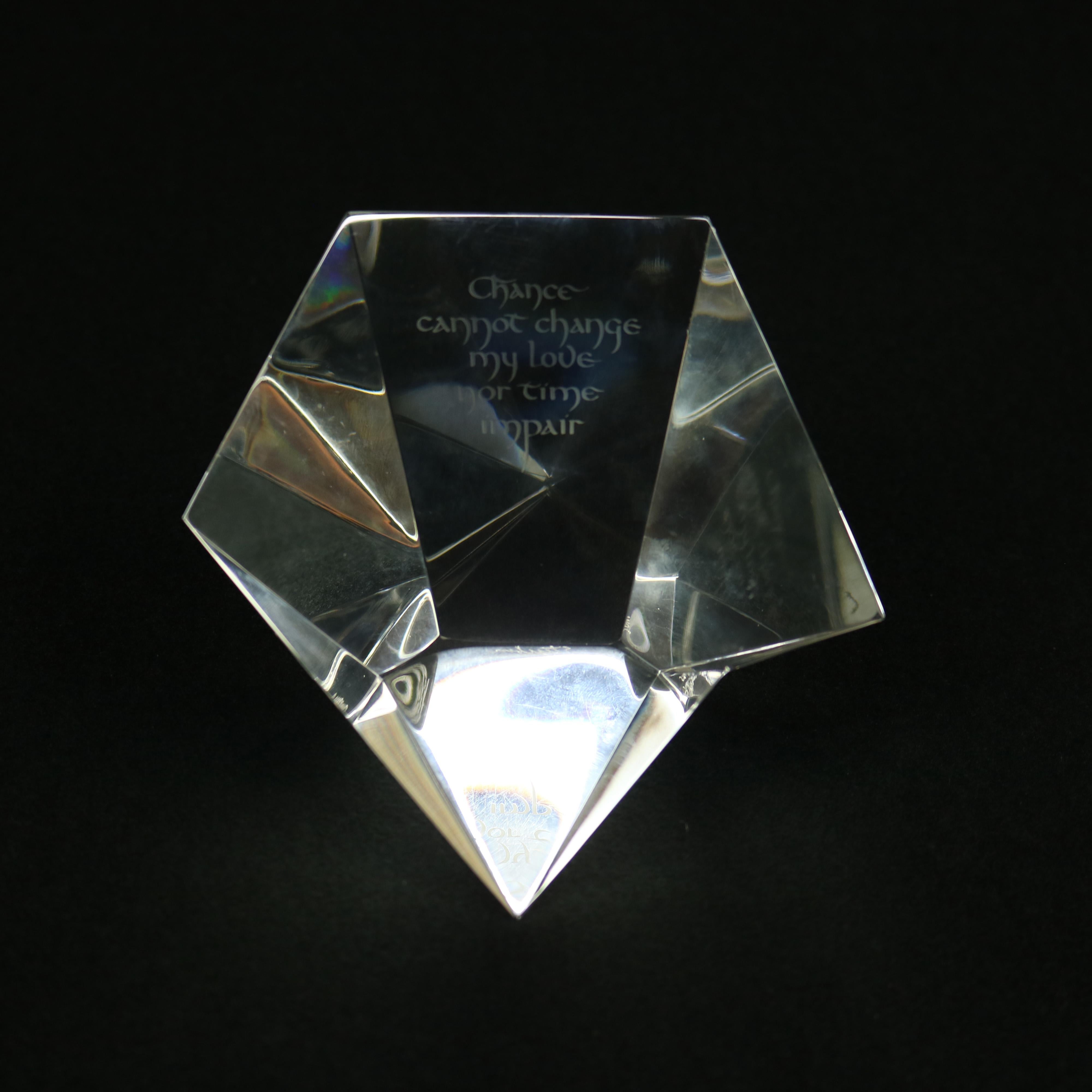 Verre Presse-papiers en verre Steuben avec diamants, poème de Robert Browning, signé, 20e siècle en vente