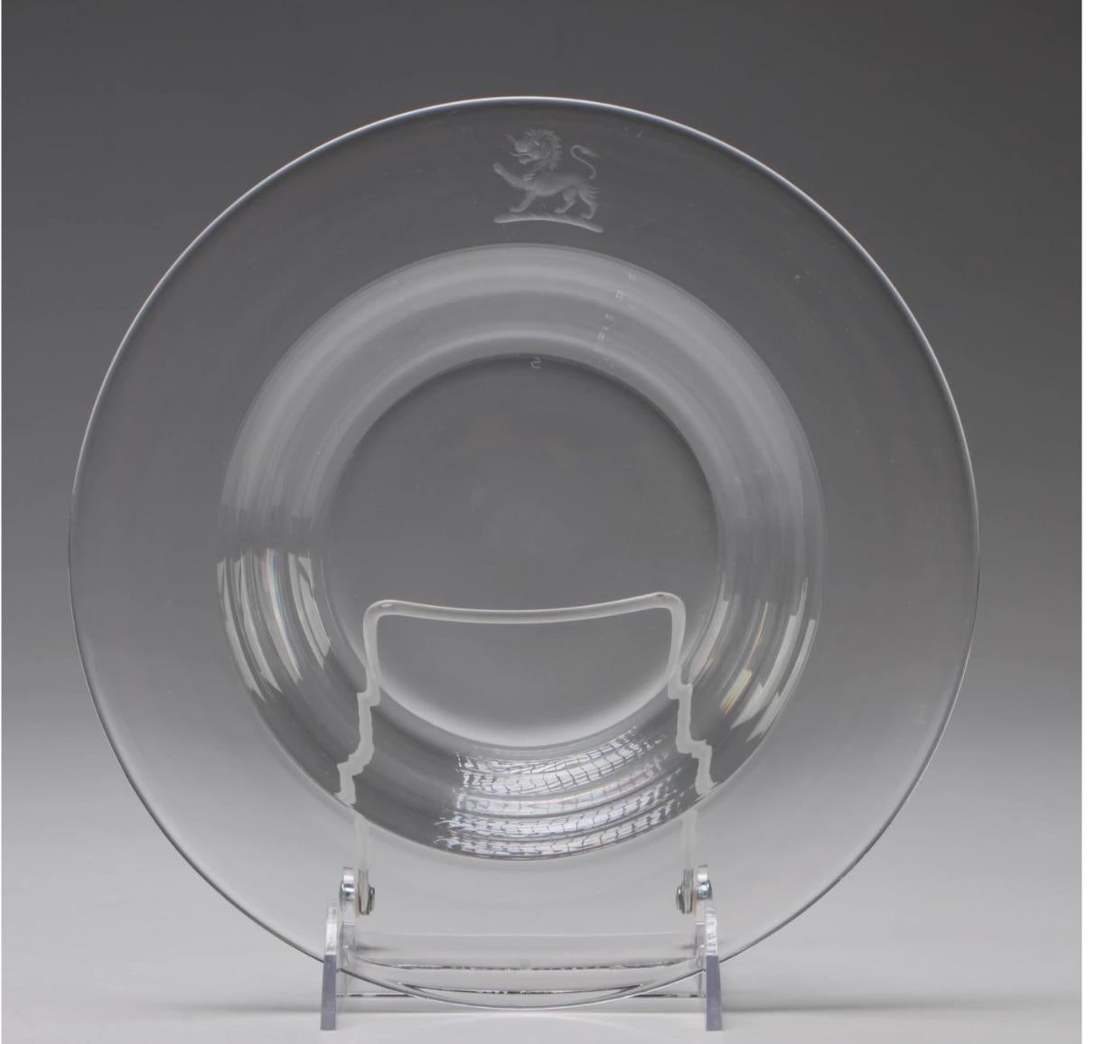 American Steuben Glass Engraved Lion Bowls-set of  10--MCM- Provenance For Sale