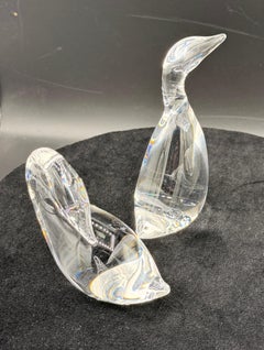 Steuben Glass, Goose & Gander, by Lloyd Atkins 2 Pcs