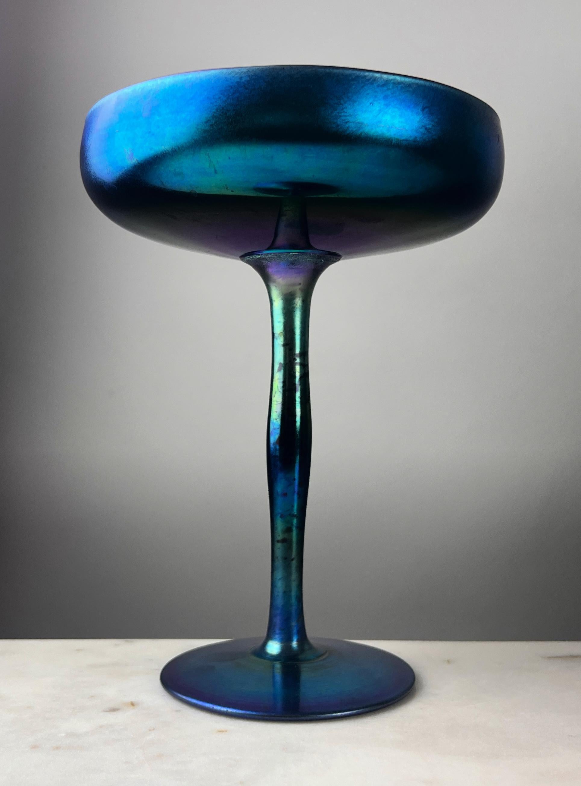 Steuben Glass Works Blau Aurene Kompott #2642 im Angebot 4