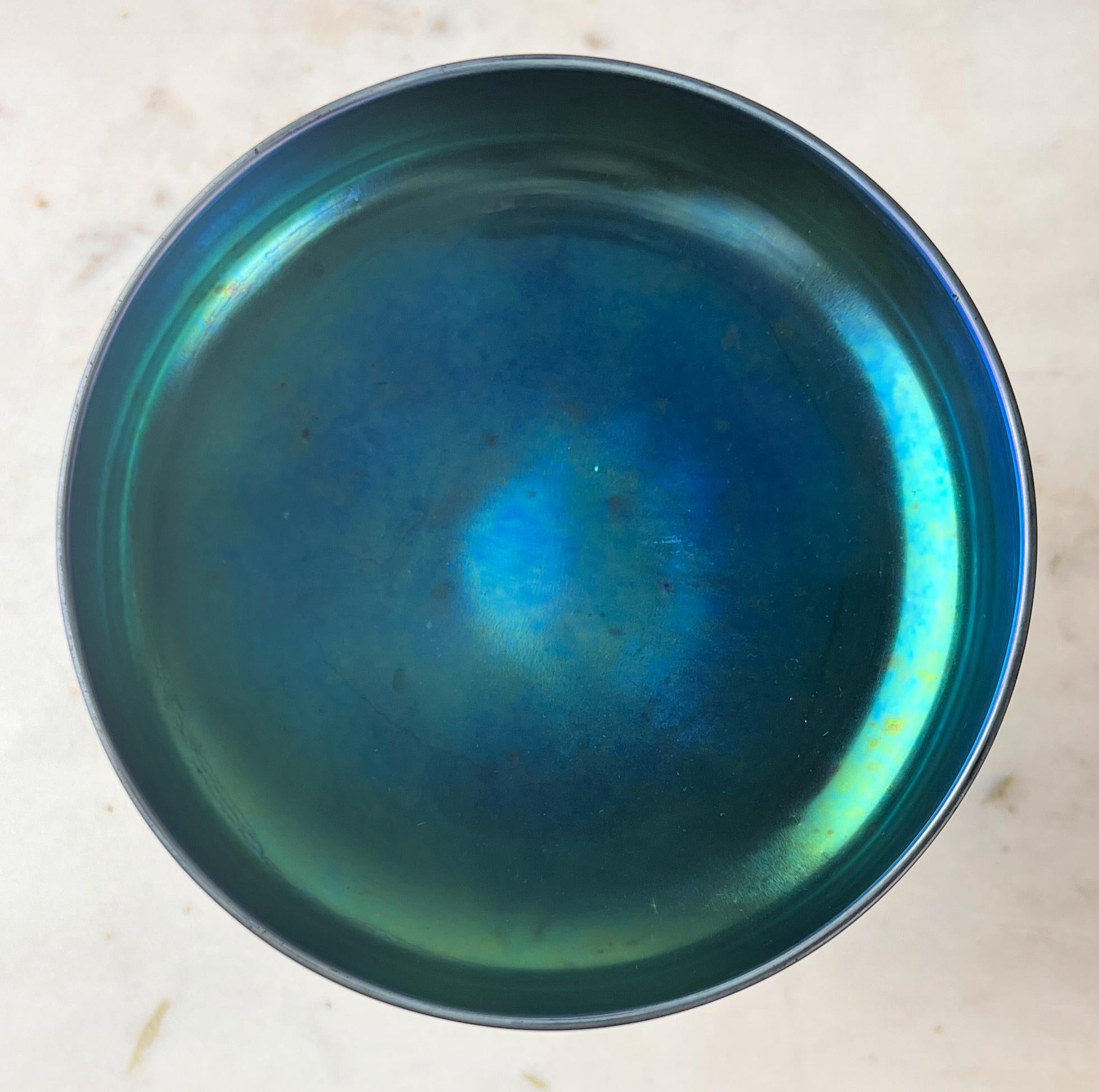 Steuben Glass Works Blau Aurene Kompott #2642 (amerikanisch) im Angebot
