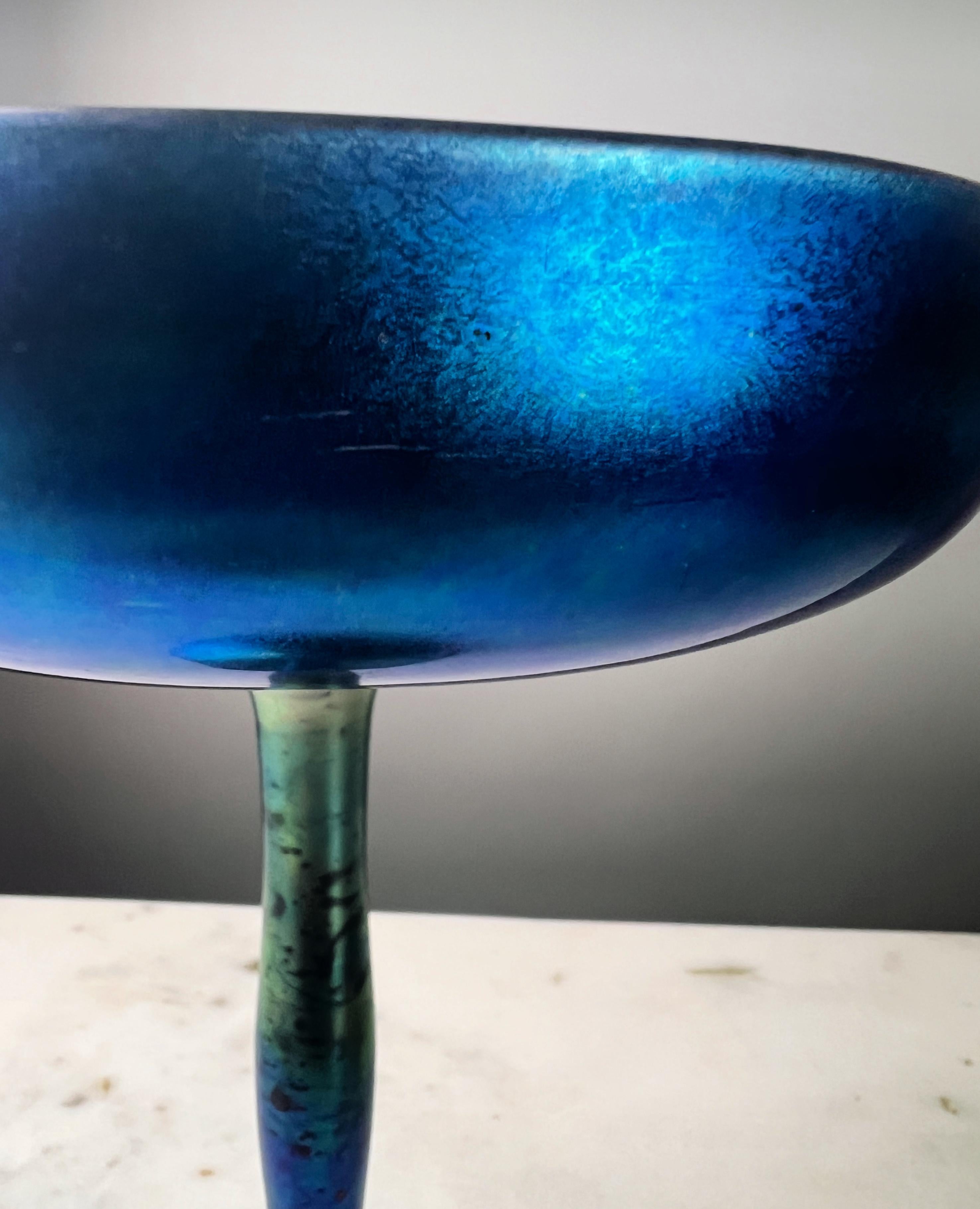 Steuben Glass Works Blau Aurene Kompott #2642 im Angebot 1