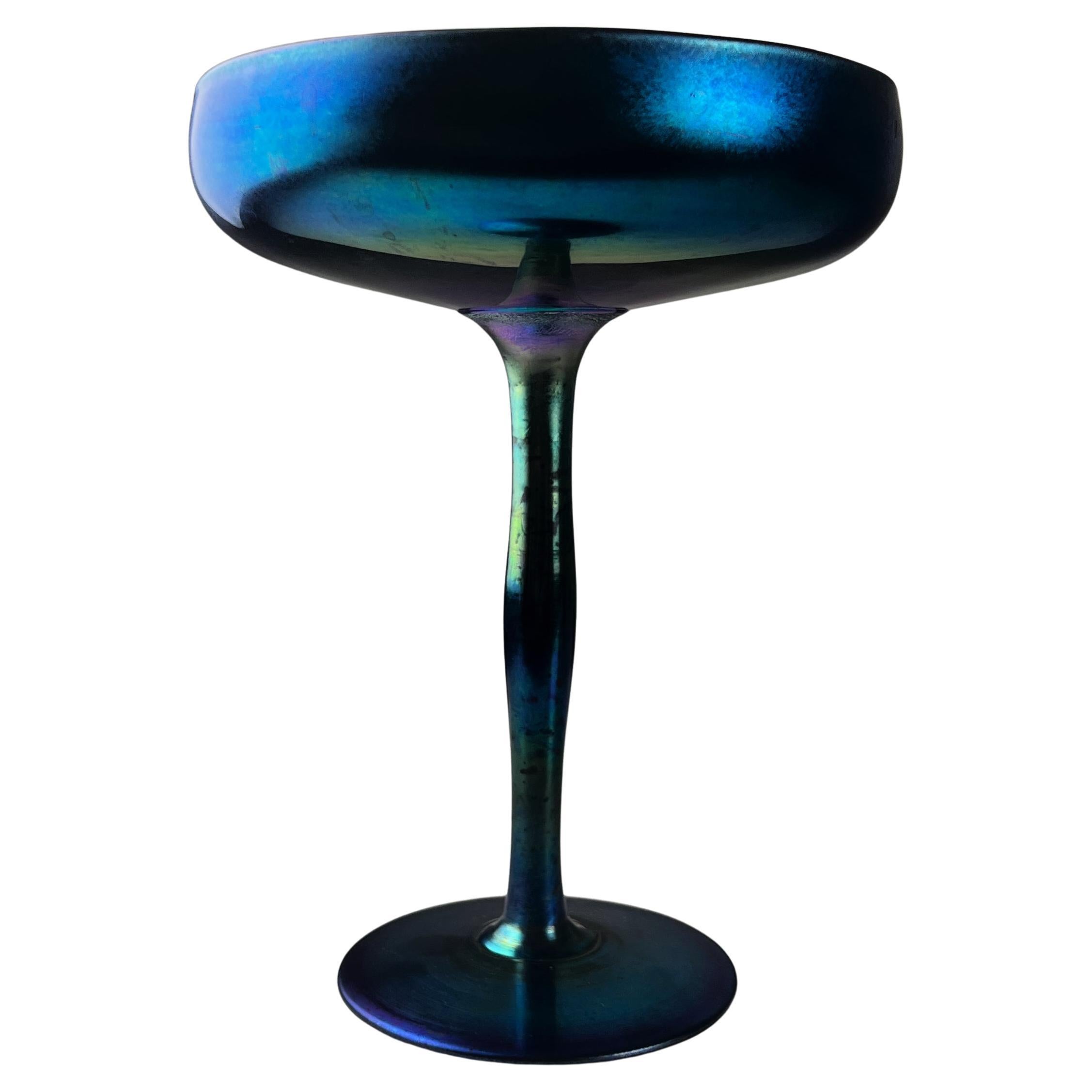 Steuben Glass Works Blau Aurene Kompott #2642 im Angebot