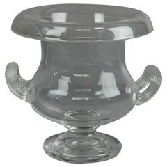 Vintage Steuben Glass Works Crystal Double Handle Center Urn, Signed, 20th Century