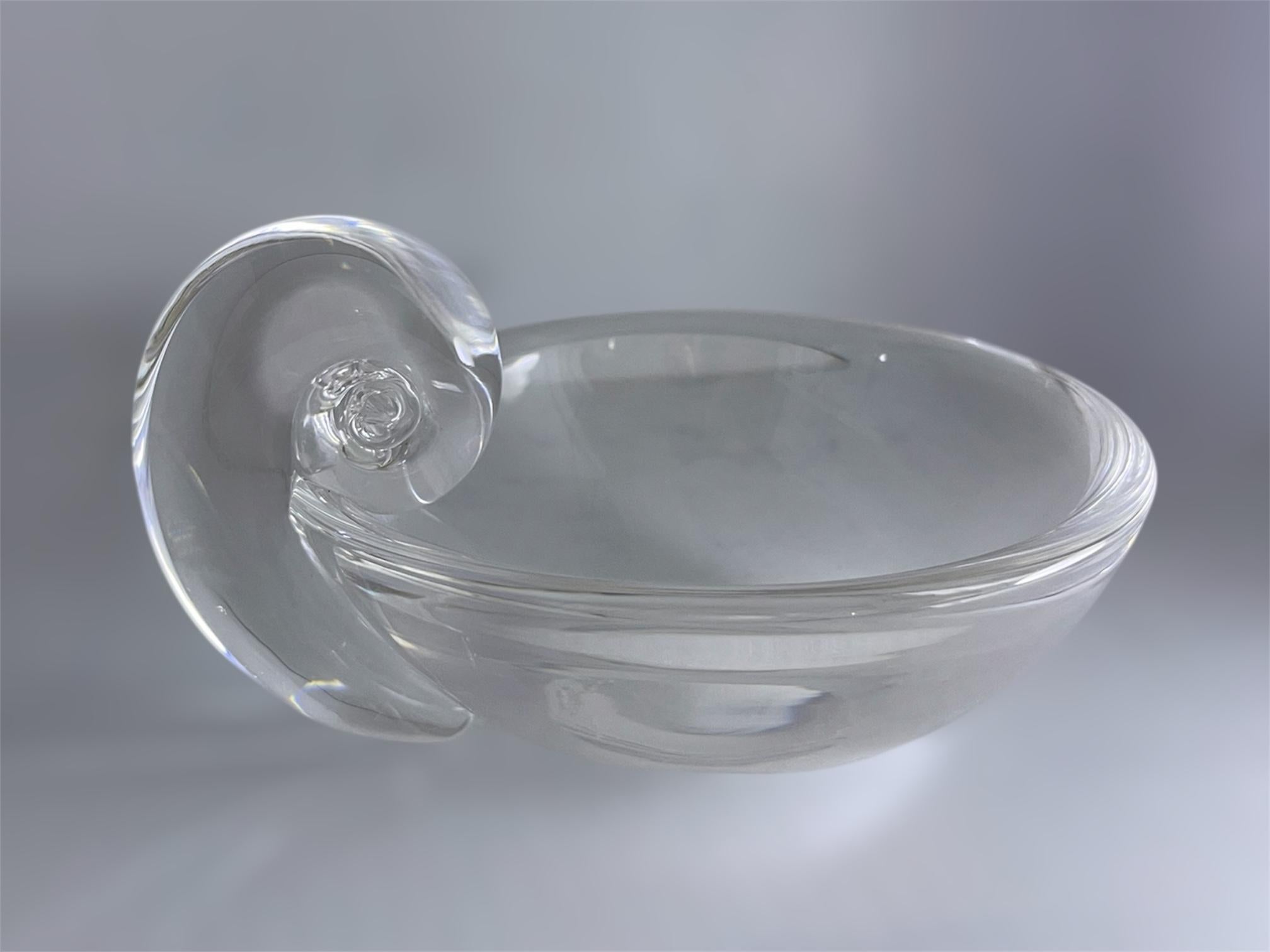 Gray Steuben Olive Dish by John Dreves in Clear Crystal, Signed For Sale