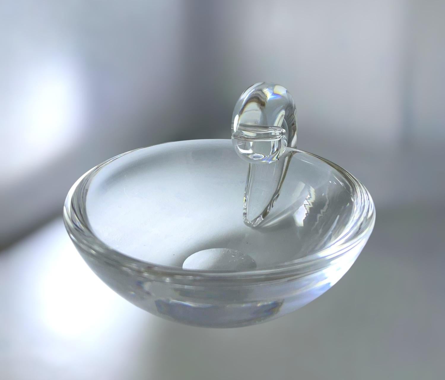 Steuben Olive Dish by John Dreves in Clear Crystal, Signed In Good Condition For Sale In Kingston, NY