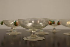 Steuben Pear Compote Iridescent Glasses on Pedestal Set of 8 Vintage