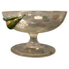 Steuben Pear Compote Iridescent Glasses on Pedestal Set of 8 Vintage