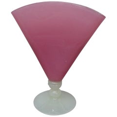 Steuben Rosaline and Opalescent Art Glass Fan Vase, circa 1930