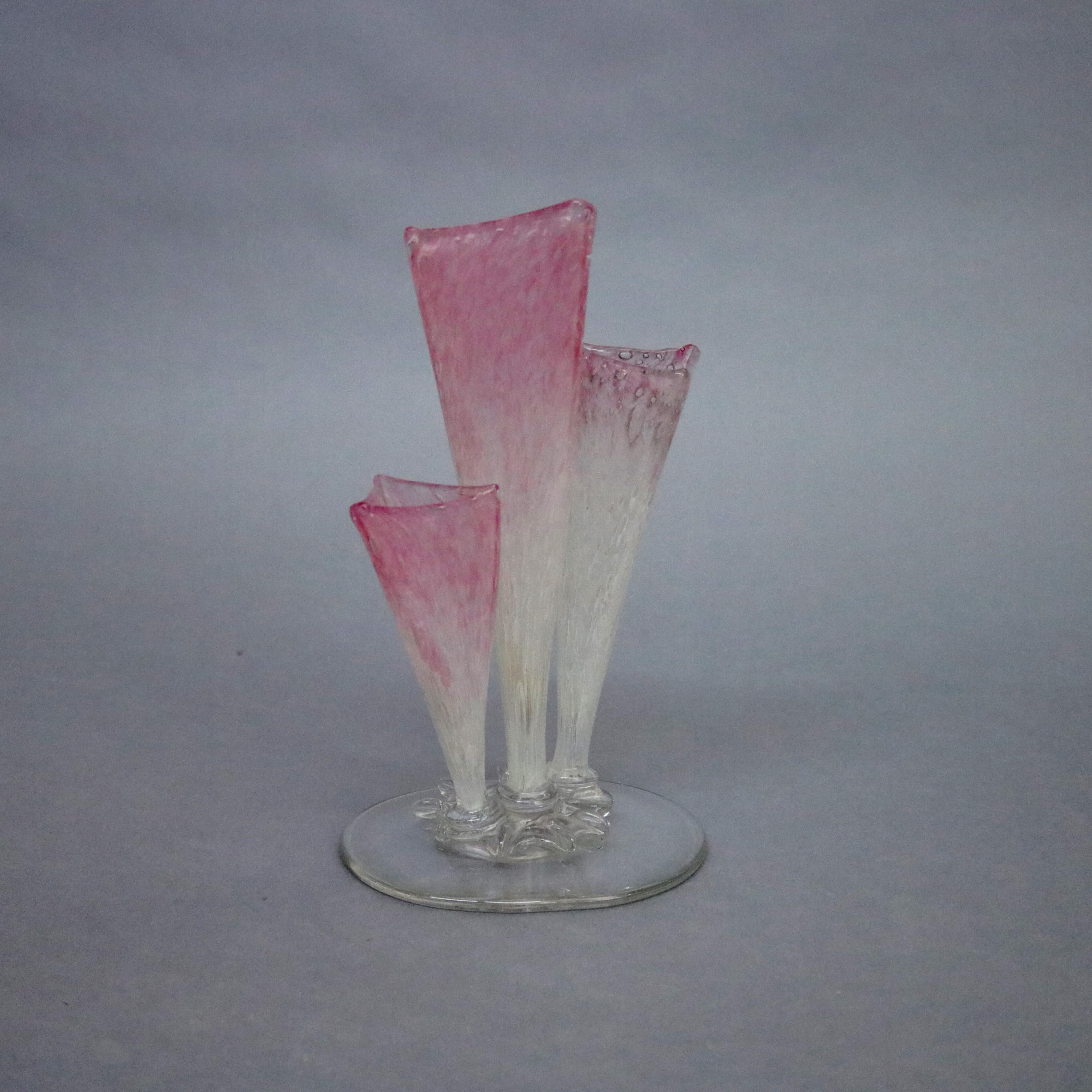 American Steuben Rosaline Clutha Art Glass Stump Vase, circa 1930