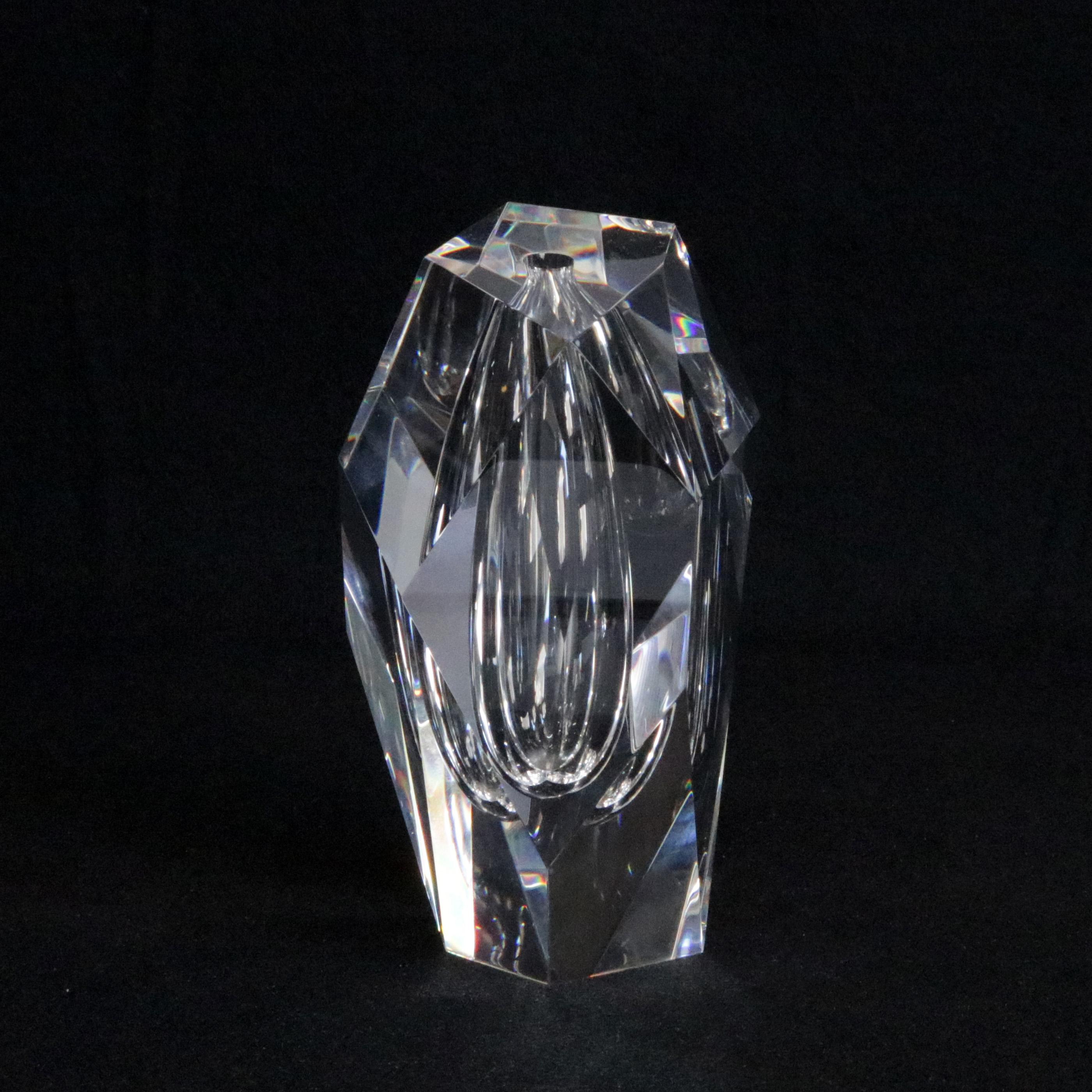 Steuben Signed Art Glass Modernist Bud Vase, Signed 2