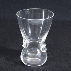 Steuben Signed Art Glass Modernist Pinched Dot Flared Signet Vase by David Hills