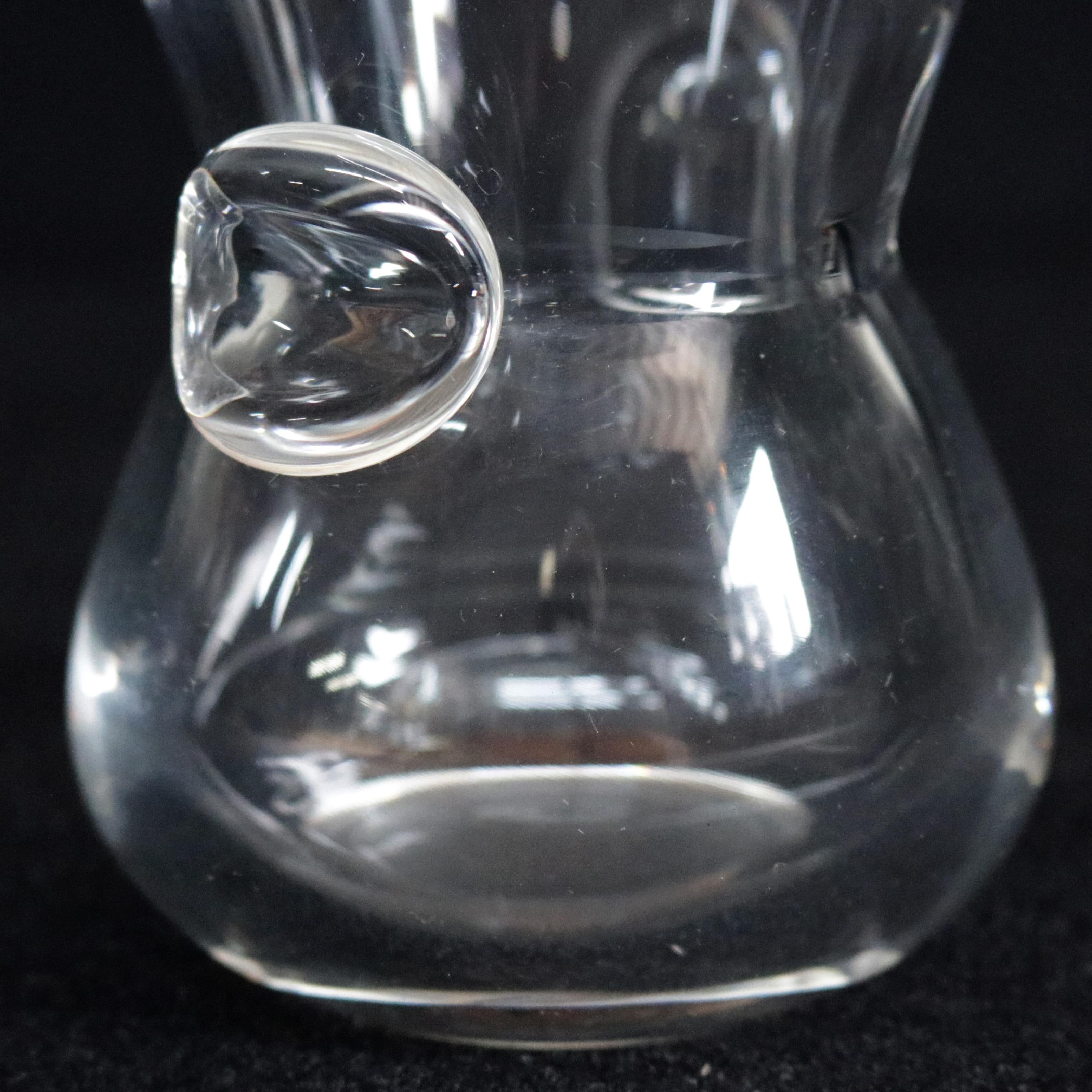 Hand-Crafted Steuben Signed Art Glass Modernist Pinched Dot Flared Signet Vase by David Hills