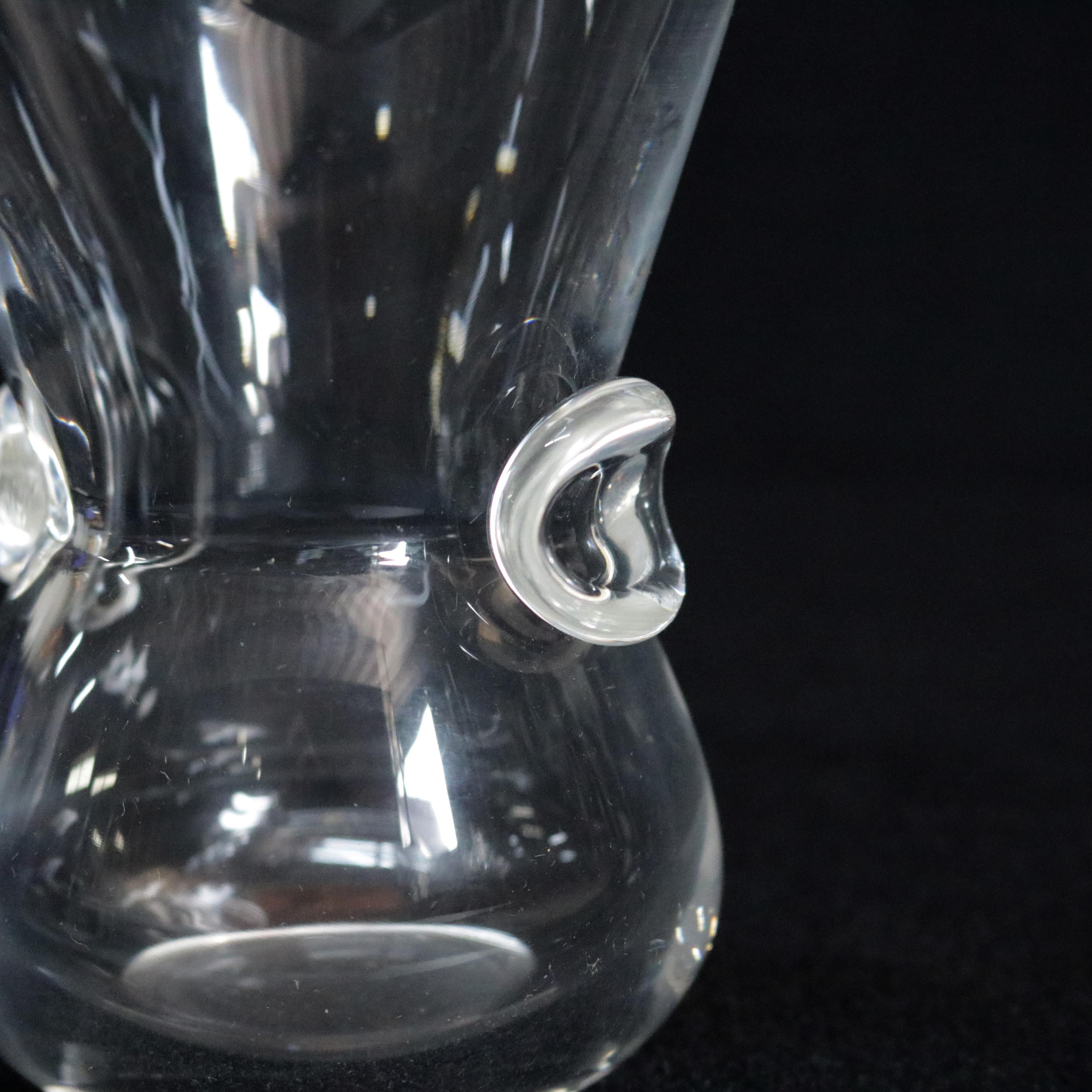 20th Century Steuben Signed Art Glass Modernist Pinched Dot Flared Signet Vase by David Hills