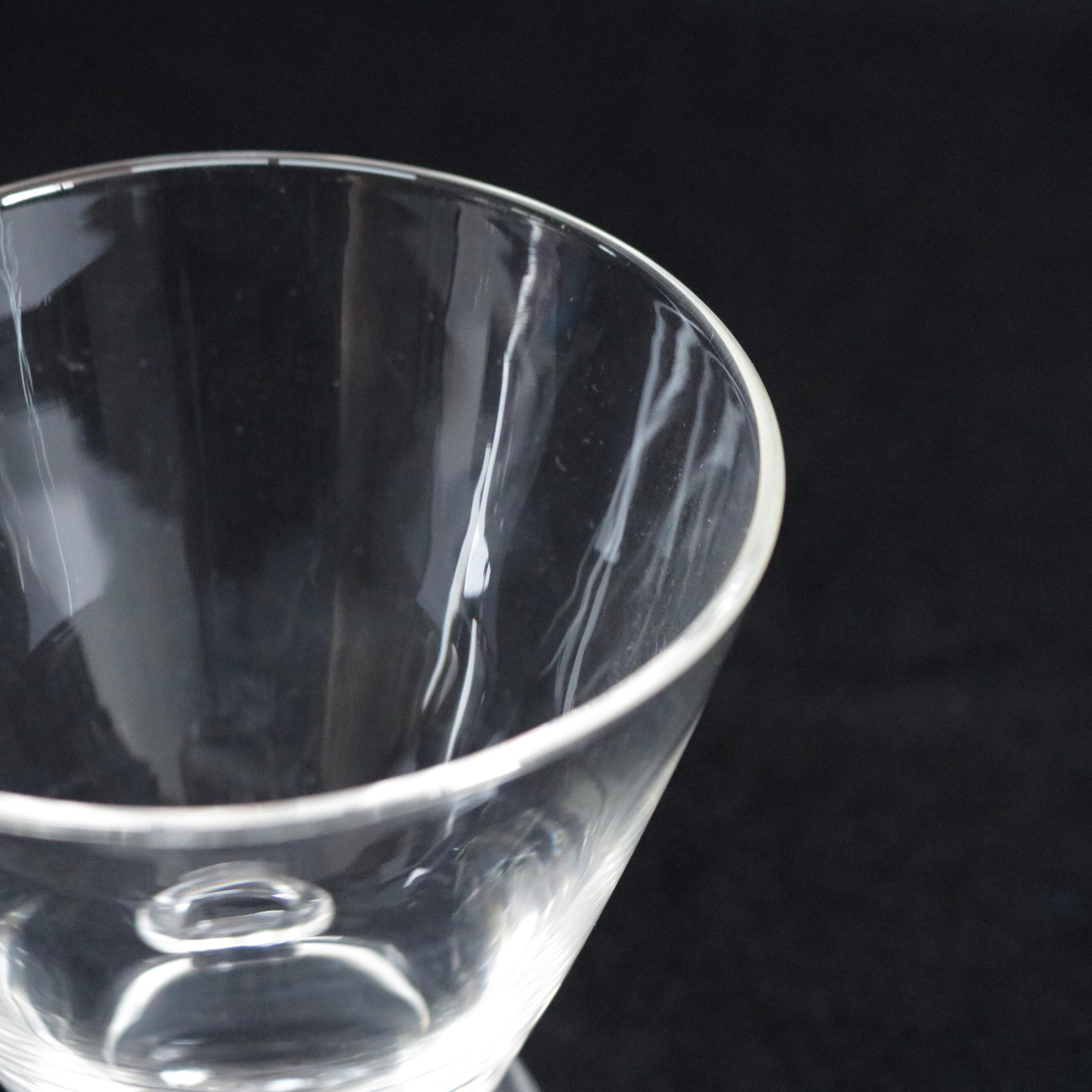 Steuben Signed Art Glass Modernist Pinched Dot Flared Signet Vase by David Hills 2