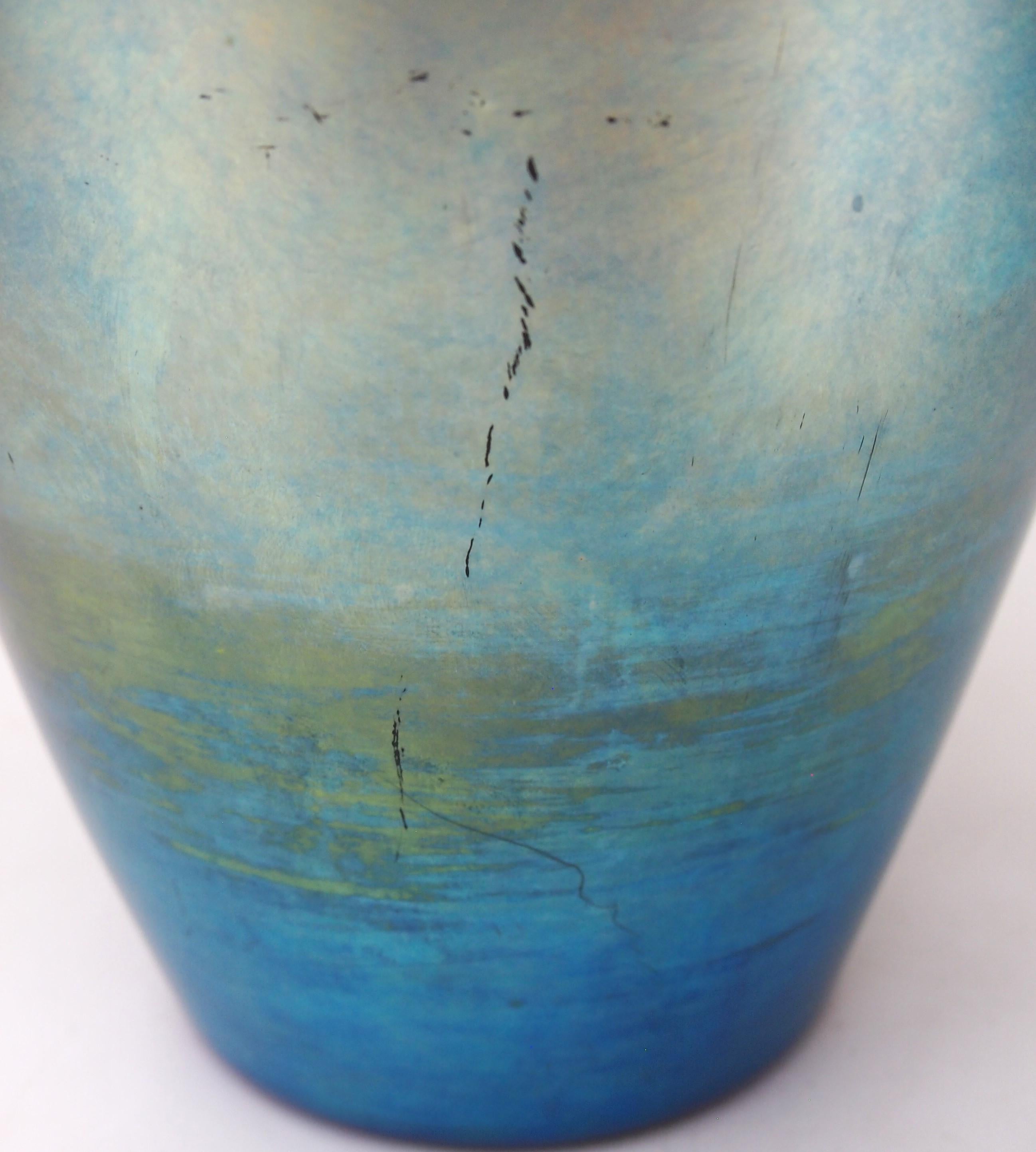 Frederick Carder Steuben Glass, vaso in vetro blu Aurene Honey Pot, firmato  -1925 In condizioni buone in vendita a Worcester Park, GB