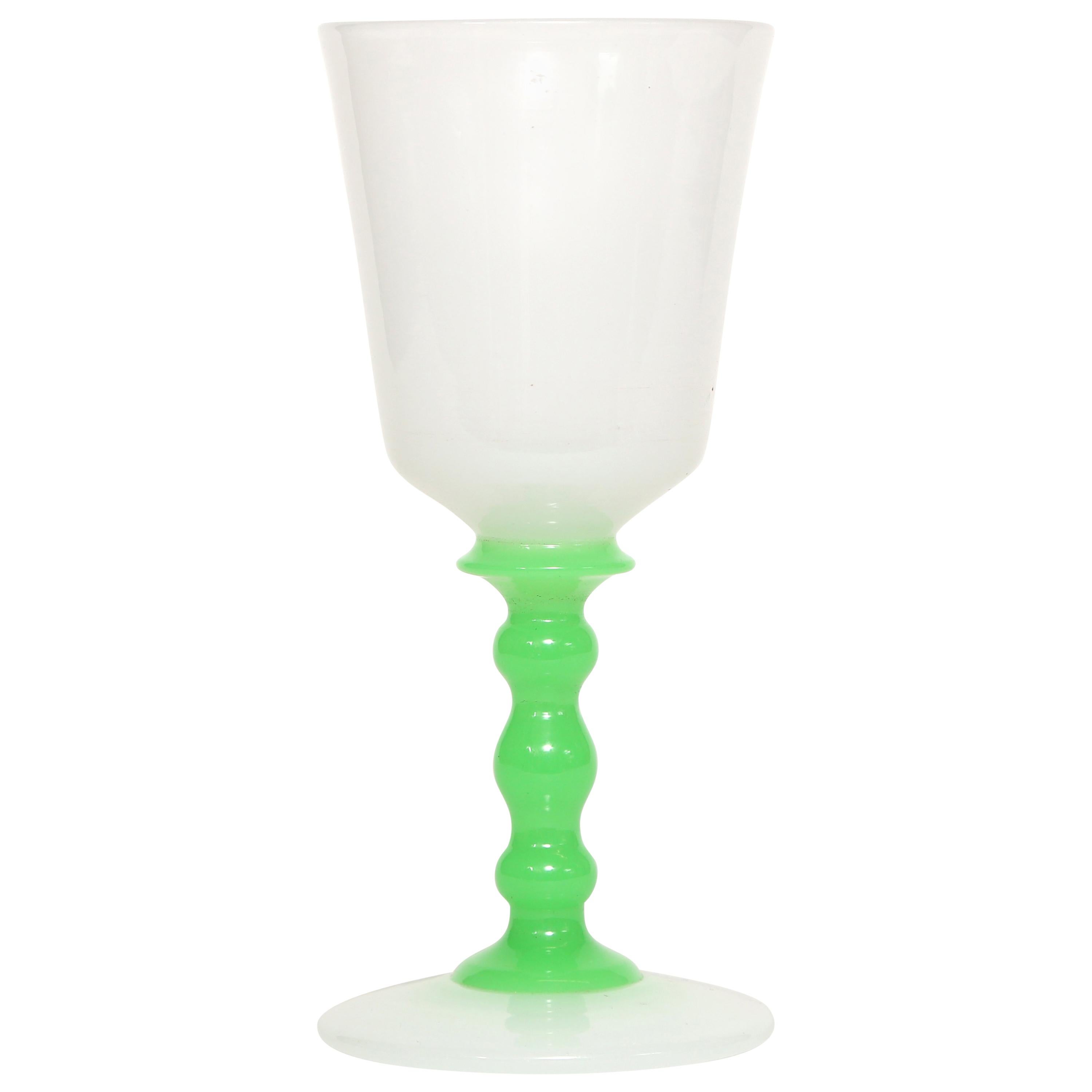 Jade Green Opaline Stemmed Glass/Goblet by Steuben/Stevens & Williams 