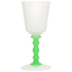 Vintage Jade Green Opaline Stemmed Glass/Goblet by Steuben/Stevens & Williams 