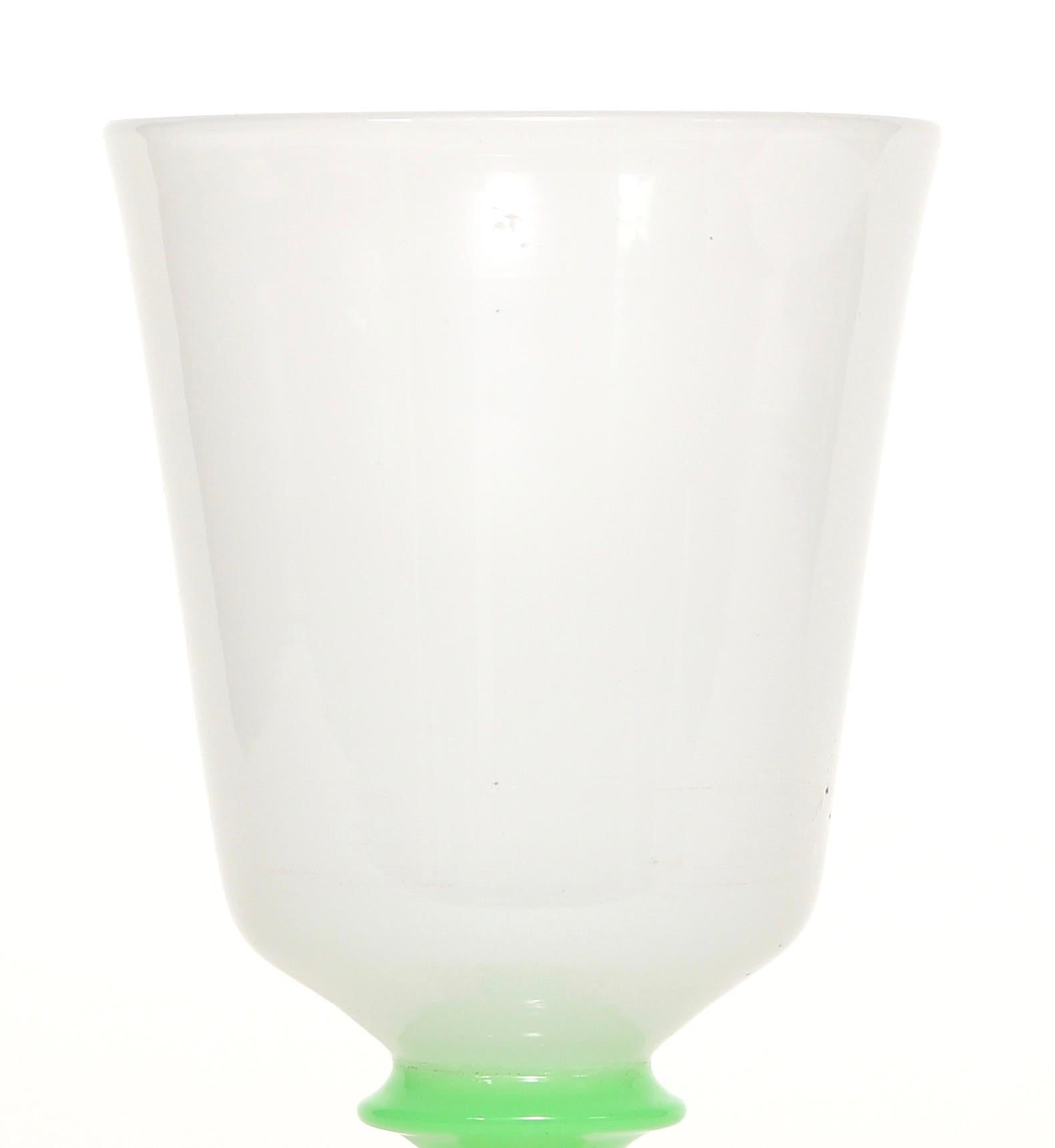 Modern Jade Green Opaline Stemmed Glass/Goblet by Steuben/Stevens & Williams 